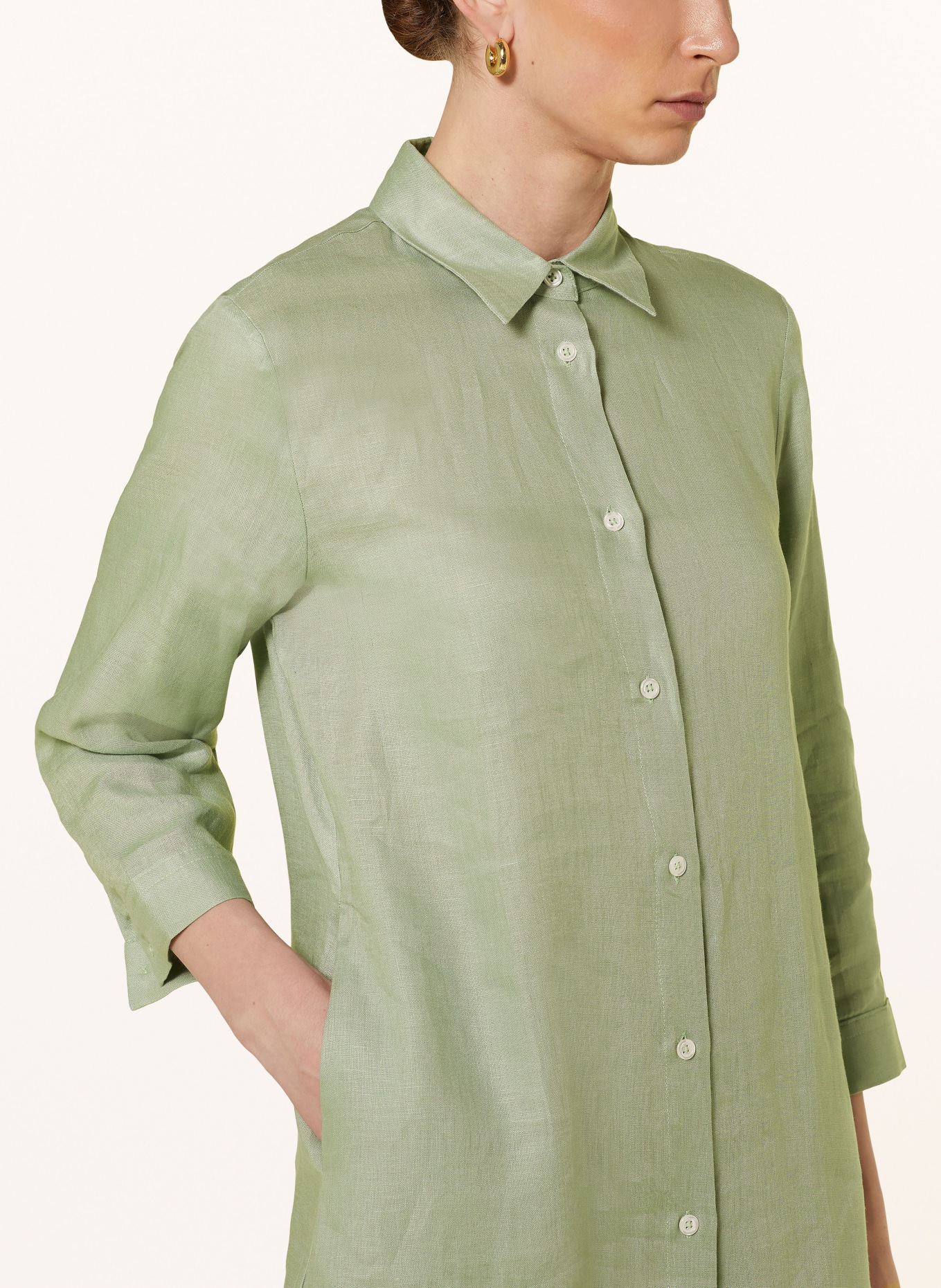 rossana diva Shirt dress made of linen with 3/4 sleeves, Color: GREEN (Image 4)