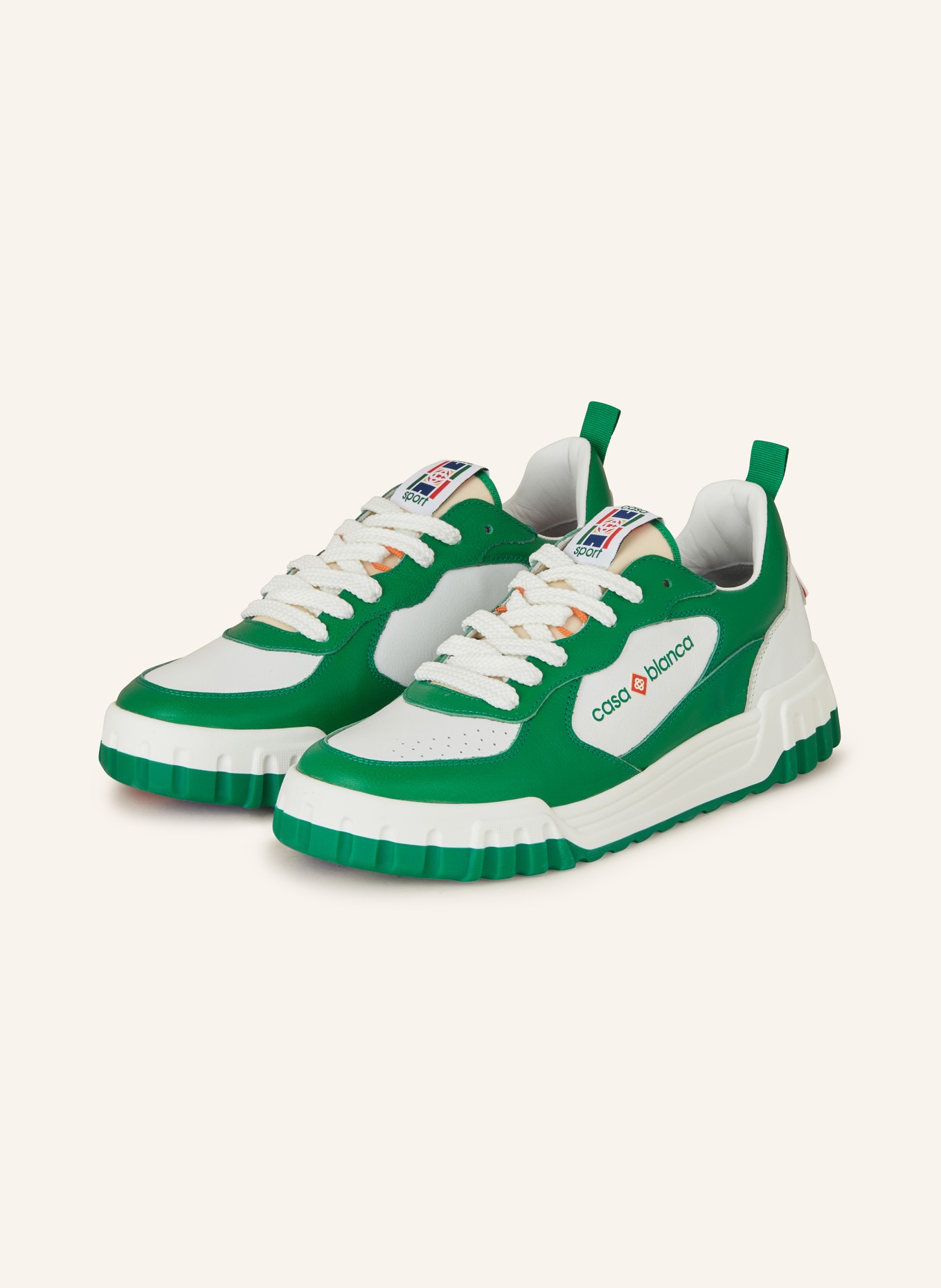 Casablanca Sneakers, Color: WHITE/ GREEN (Image 1)
