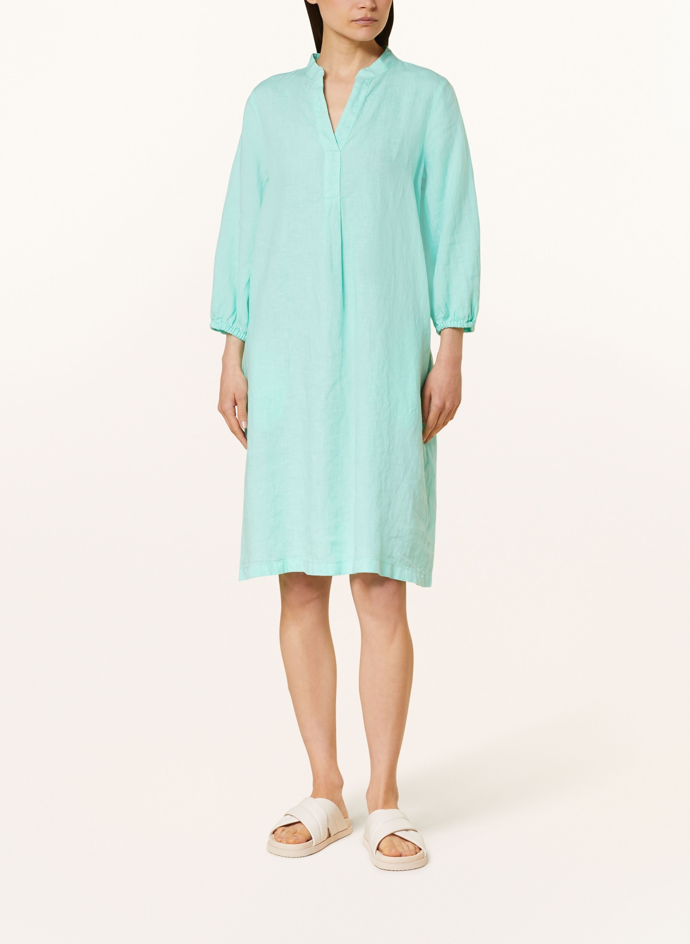 Backstage Linen dress BLANCHE with 3/4 sleeves, Color: MINT (Image 2)