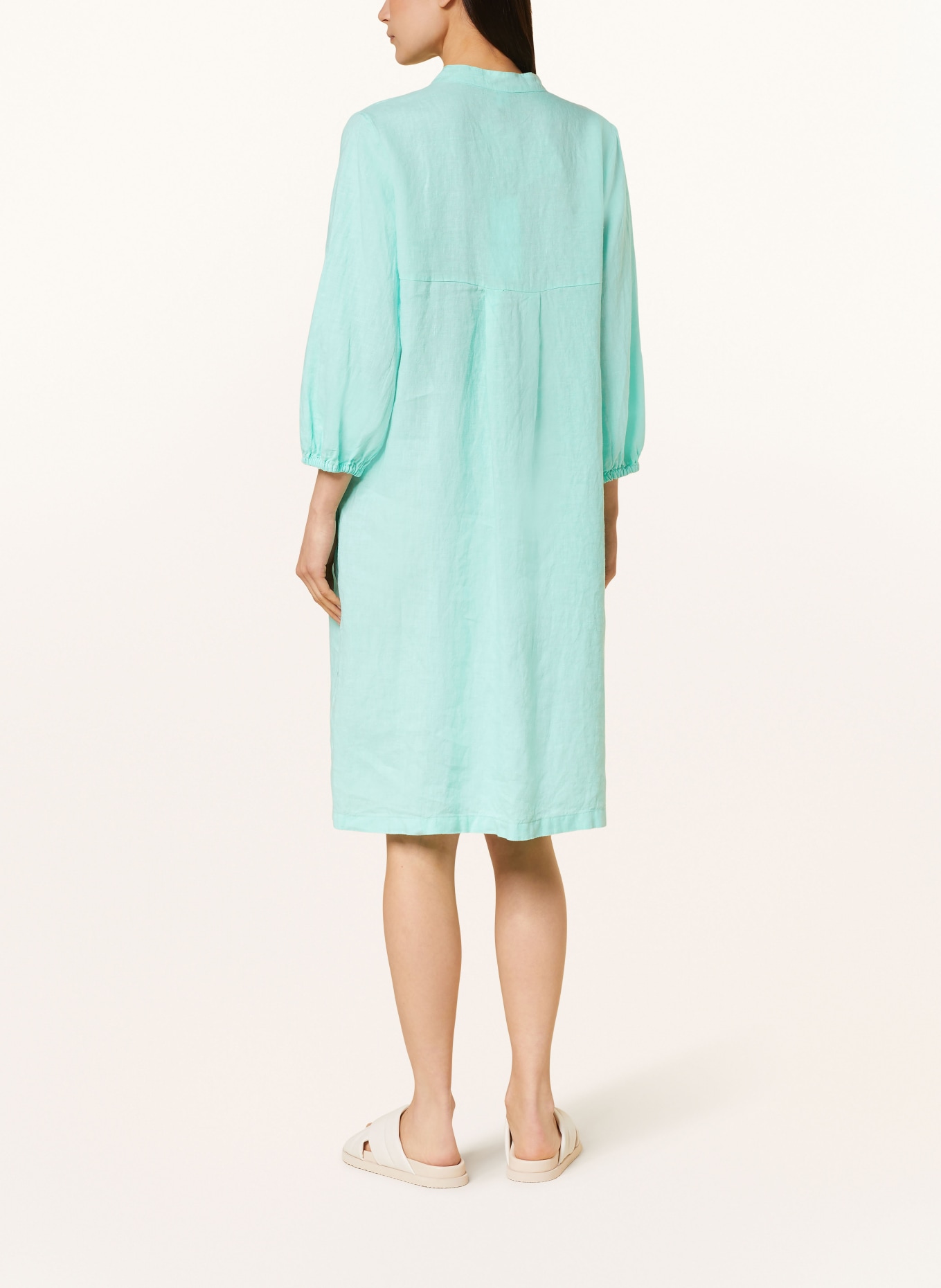 Backstage Linen dress BLANCHE with 3/4 sleeves, Color: MINT (Image 3)