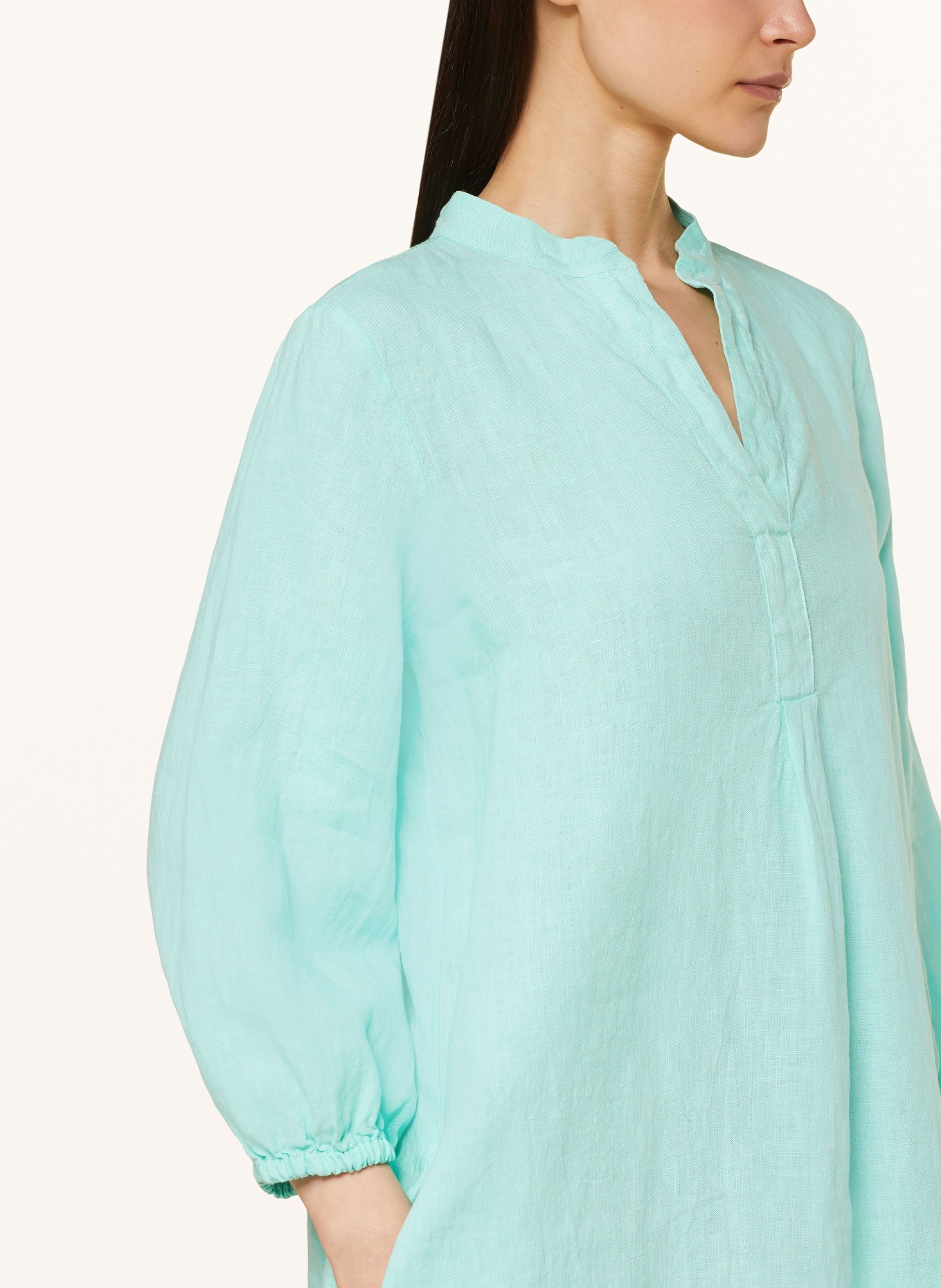 Backstage Linen dress BLANCHE with 3/4 sleeves, Color: MINT (Image 4)