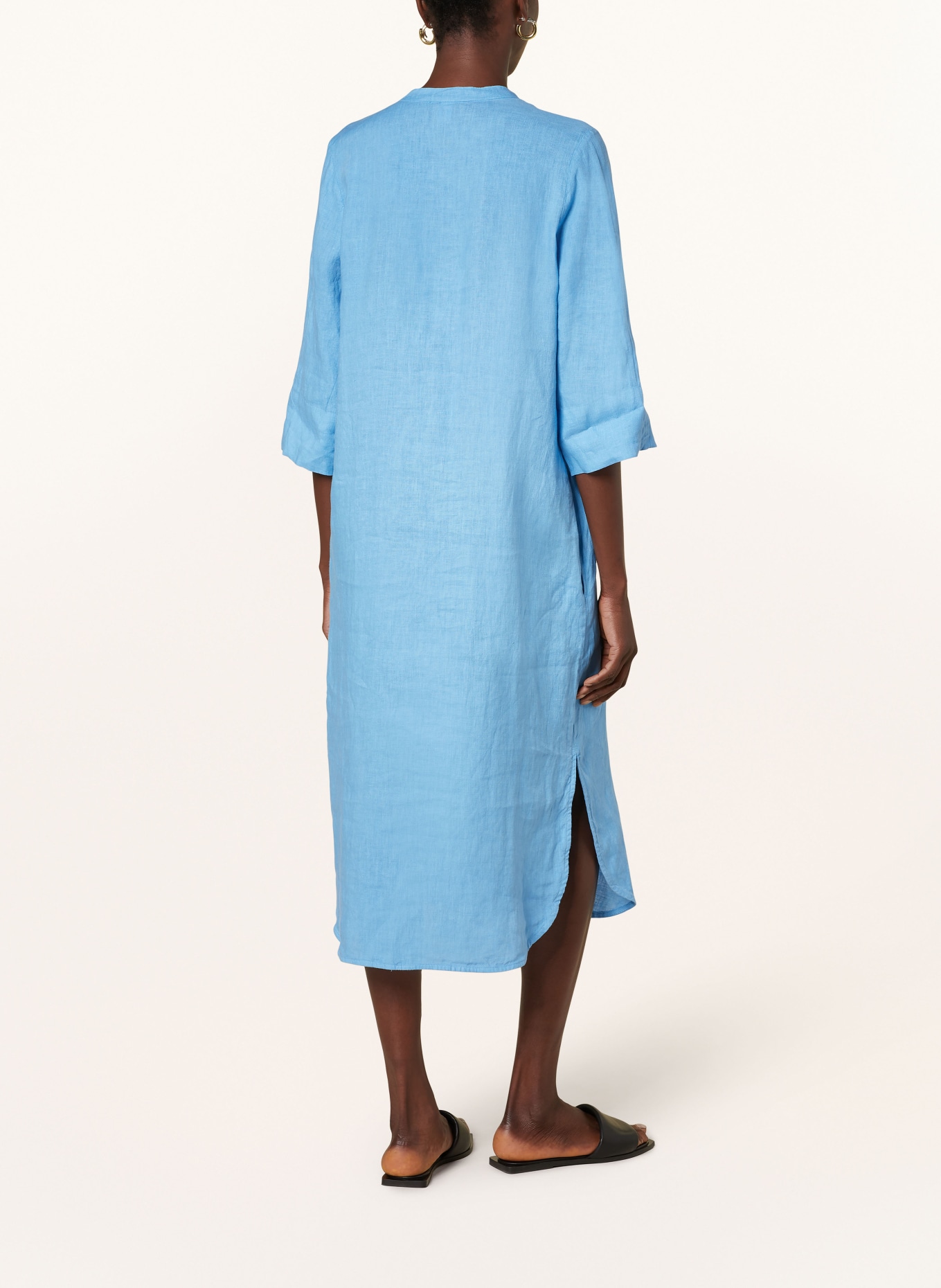 Backstage Linen dress SALLY with 3/4 sleeves, Color: BLUE (Image 3)