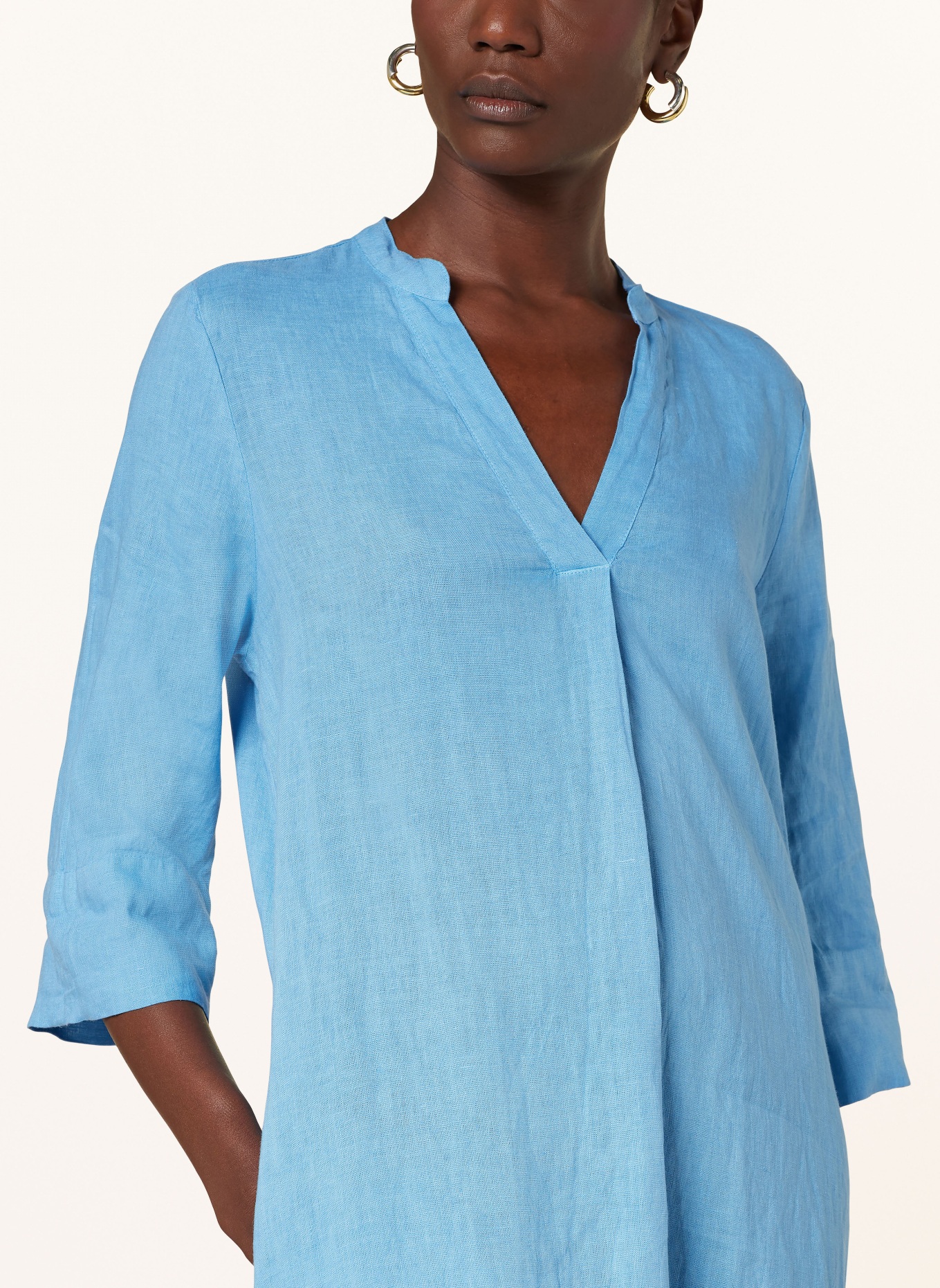 Backstage Linen dress SALLY with 3/4 sleeves, Color: BLUE (Image 4)