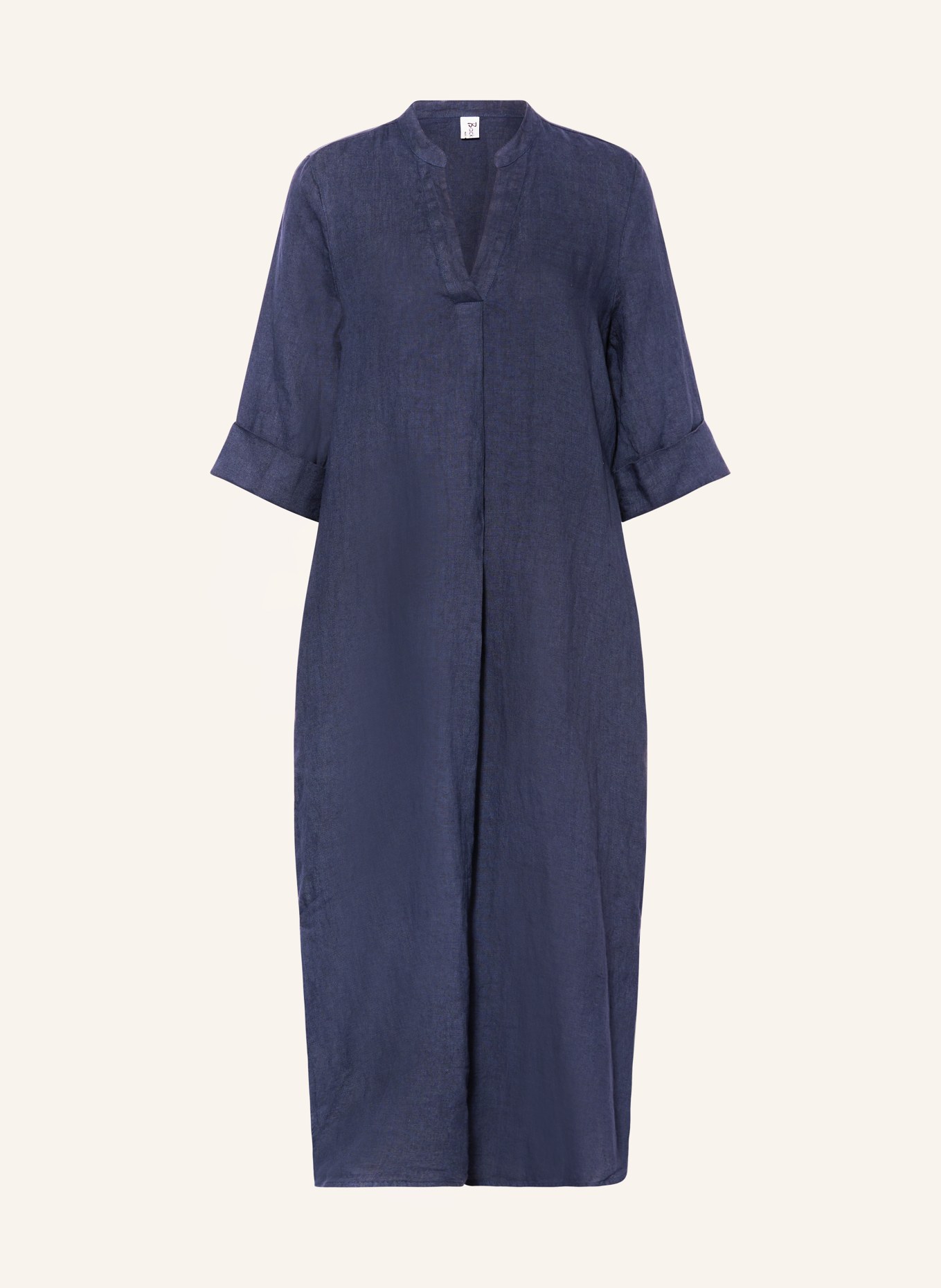 Backstage Linen dress SALLY with 3/4 sleeves, Color: DARK BLUE (Image 1)
