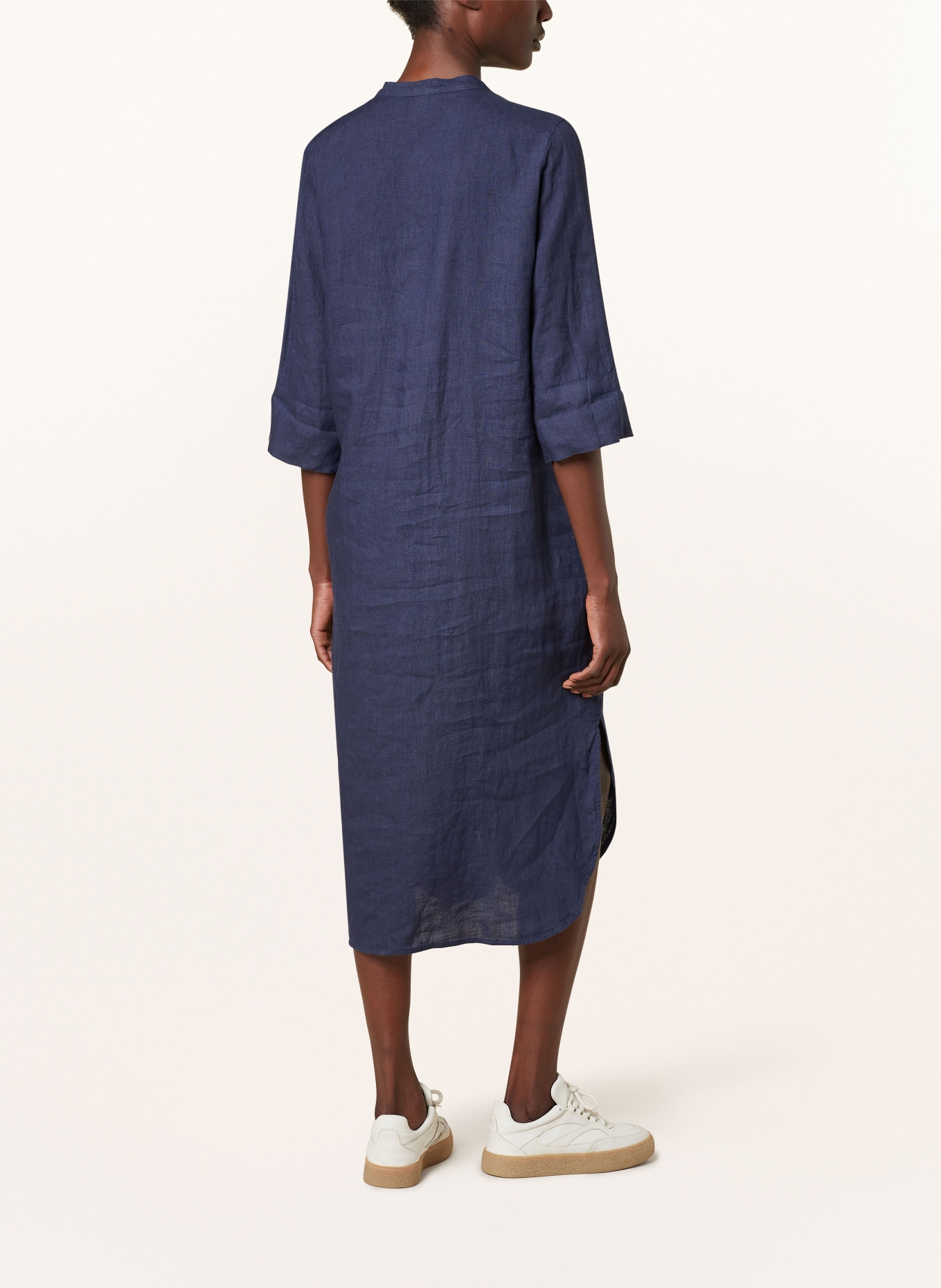 Backstage Linen dress SALLY with 3/4 sleeves, Color: DARK BLUE (Image 3)