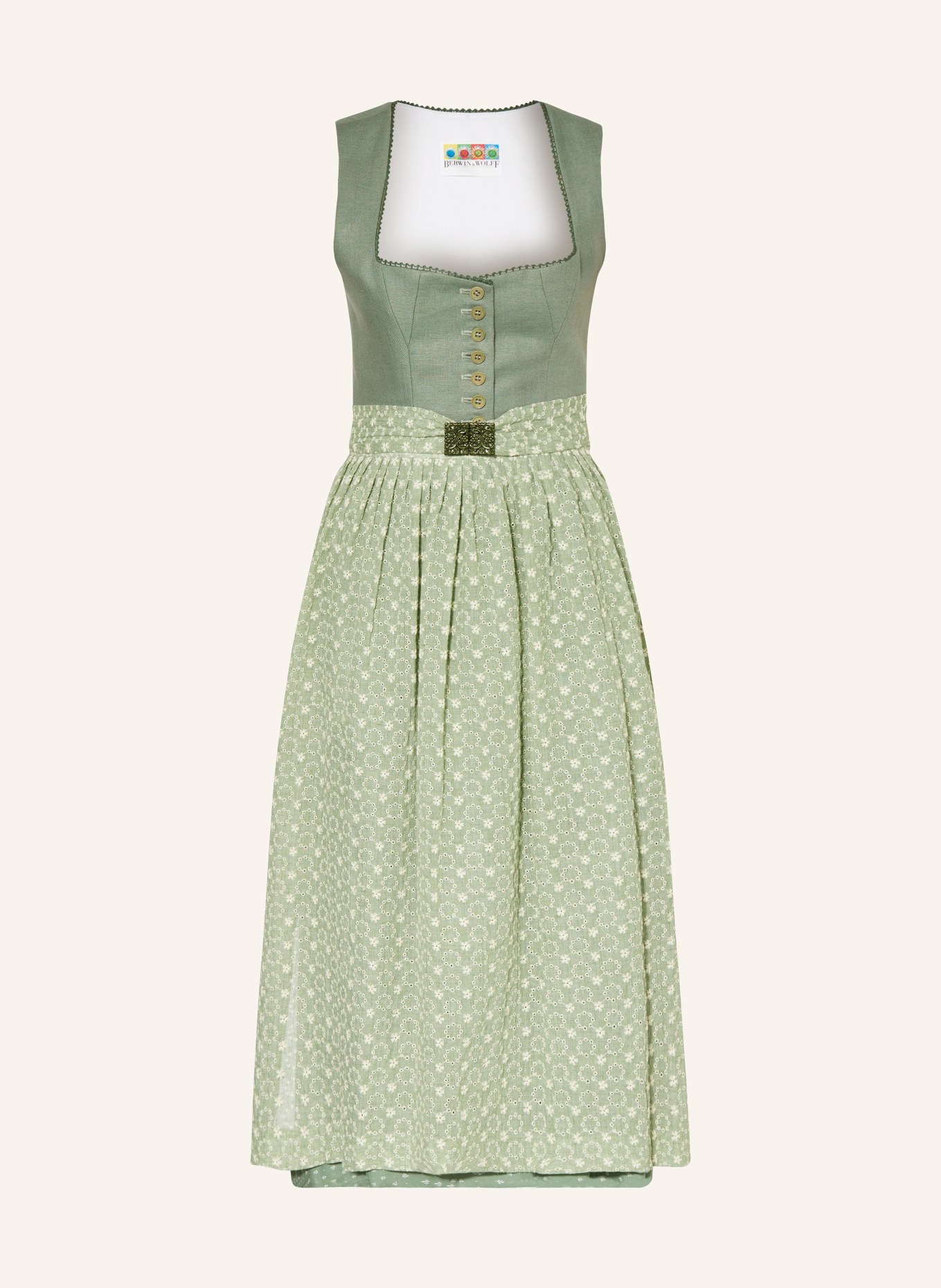 BERWIN & WOLFF Dirndl with linen, Color: GREEN/ WHITE (Image 1)