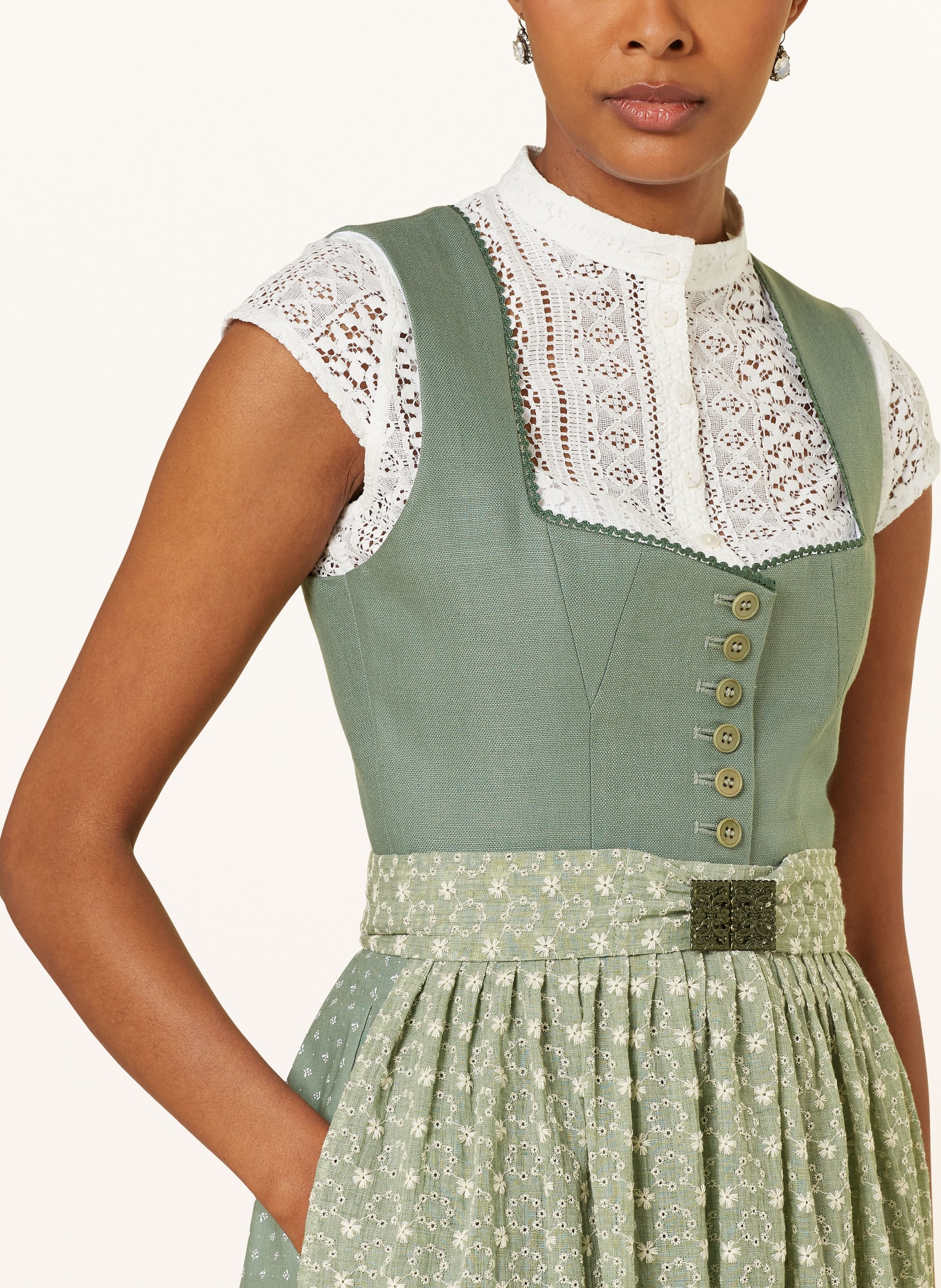 BERWIN & WOLFF Sukienka bawarska z dodatkiem lnu, Kolor: ZIELONY/ BIAŁY (Obrazek 4)