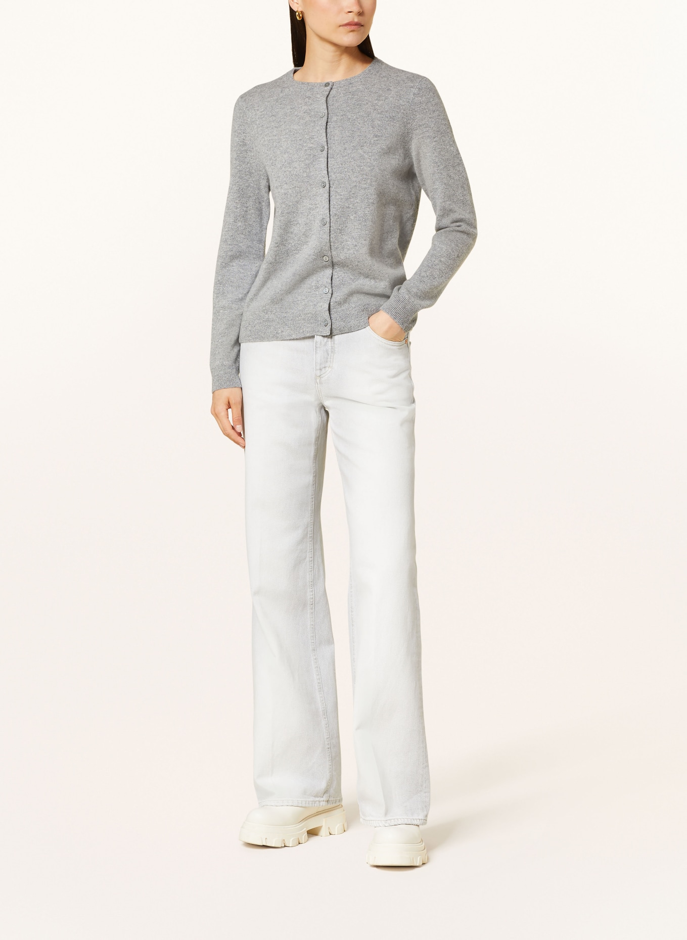 darling harbour Cashmere cardigan, Color: GRAU MELANGE (Image 2)