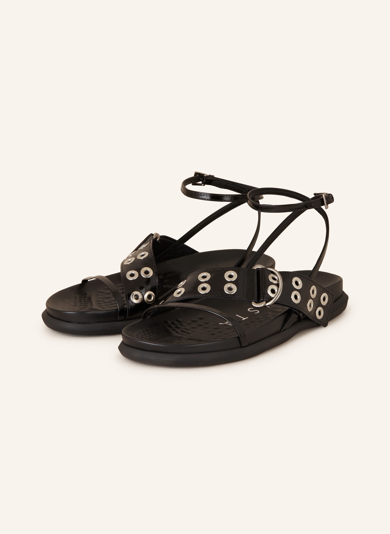MIISTA Sandals ZILDA with rivets, Color: BLACK (Image 1)