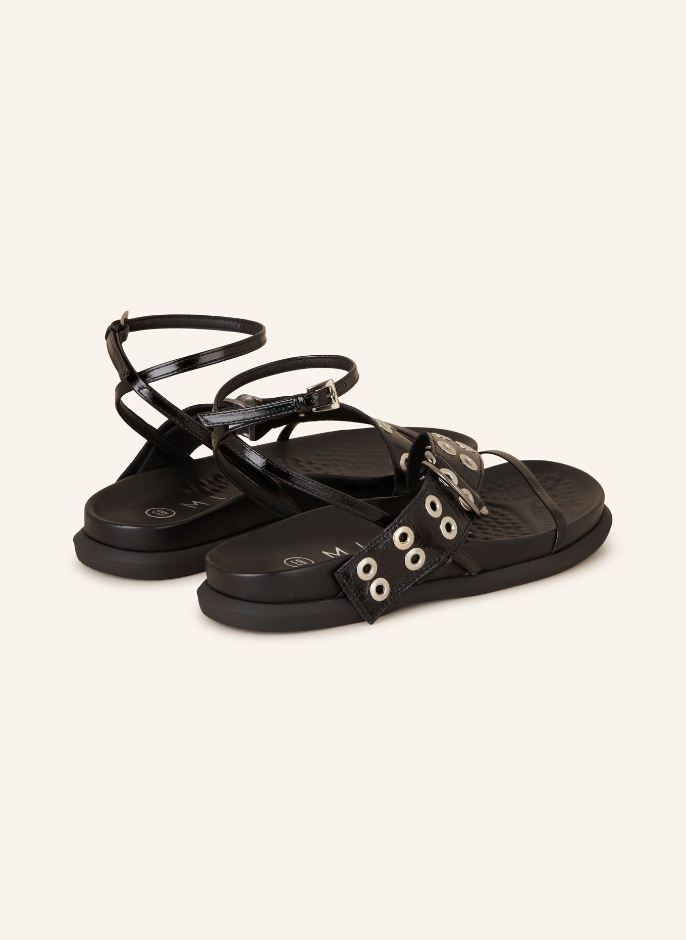 MIISTA Sandals ZILDA with rivets, Color: BLACK (Image 2)