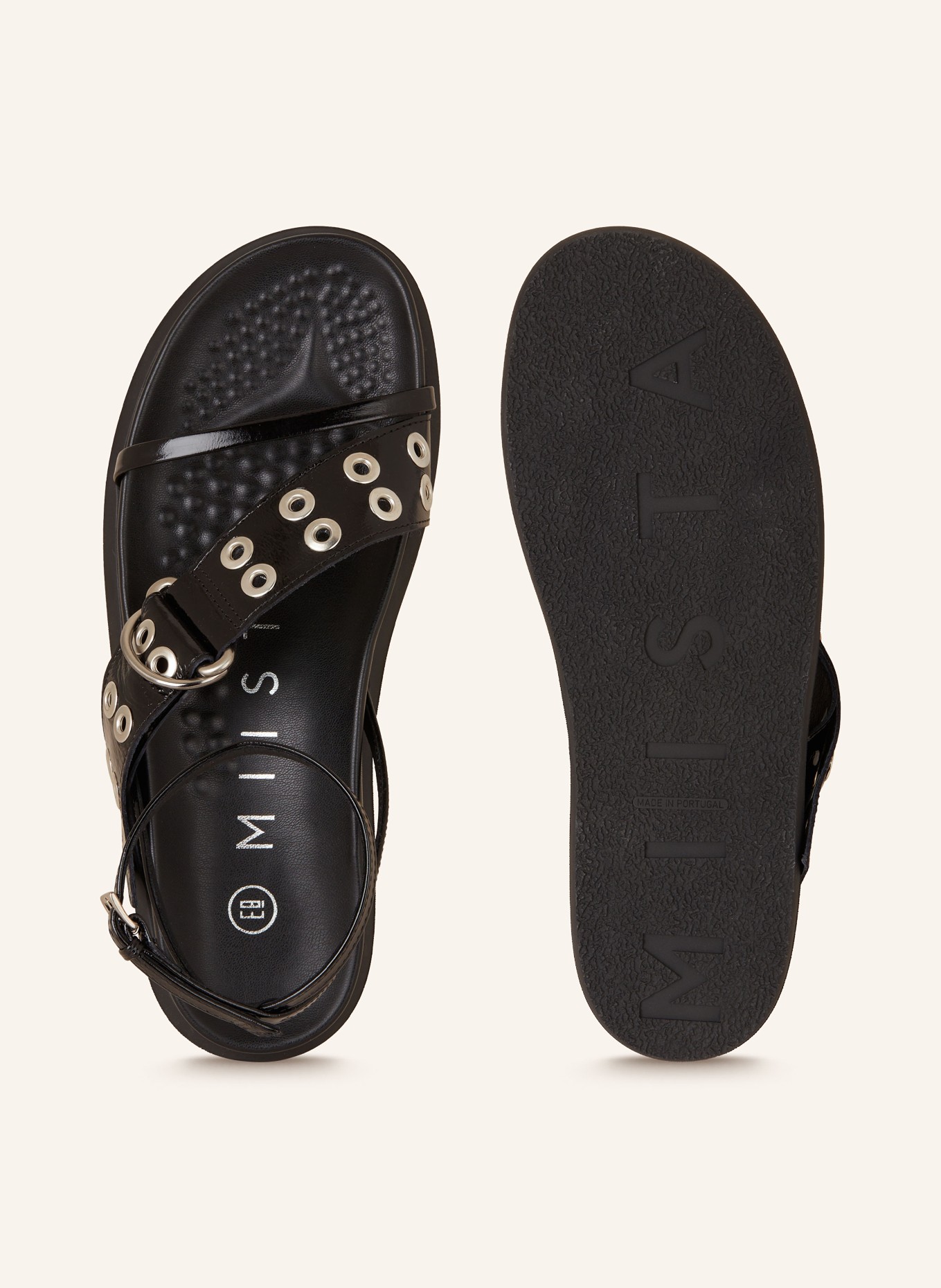 MIISTA Sandals ZILDA with rivets, Color: BLACK (Image 5)