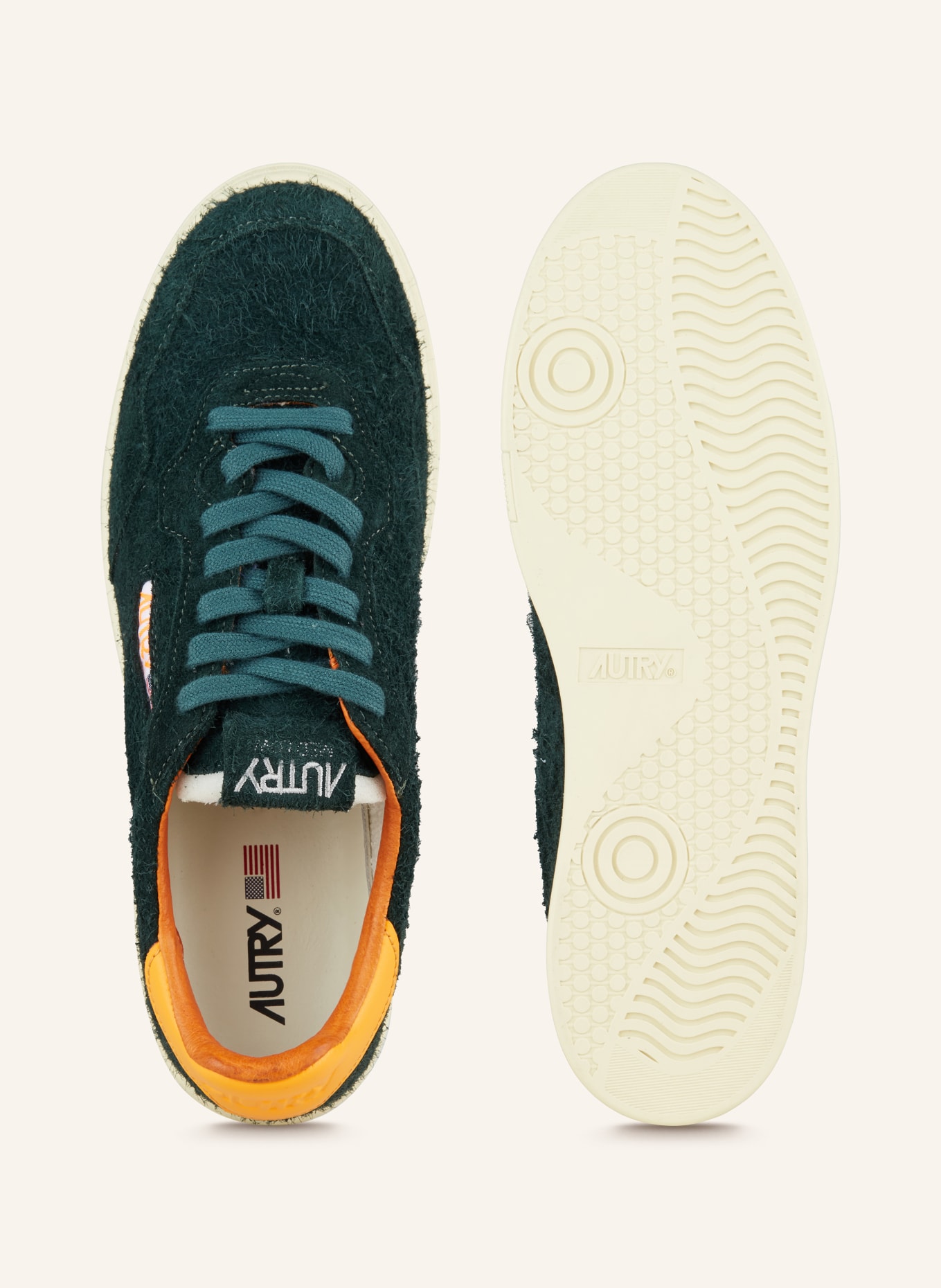 AUTRY Sneakers, Color: DARK GREEN/ NEON ORANGE (Image 5)