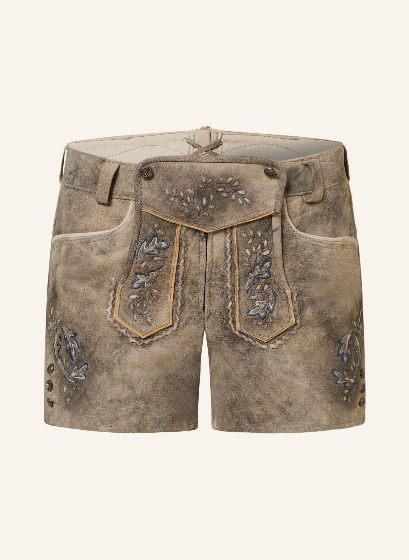 Spieth & Wensky Spodnie skórzane w stylu ludowym DEA, Kolor: JASNOCZARY/ CZIEMNOSZARY (Obrazek 1)