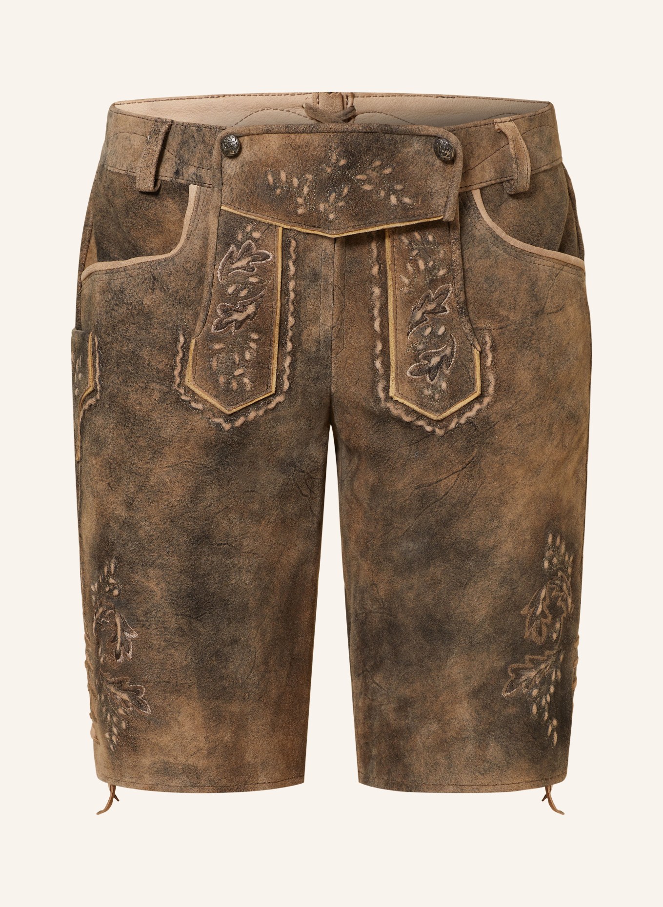 Spieth & Wensky Spodnie skórzane w stylu ludowym DEVA, Kolor: SZARONIEBIESKI/ CIEMNOBRĄZOWY (Obrazek 1)