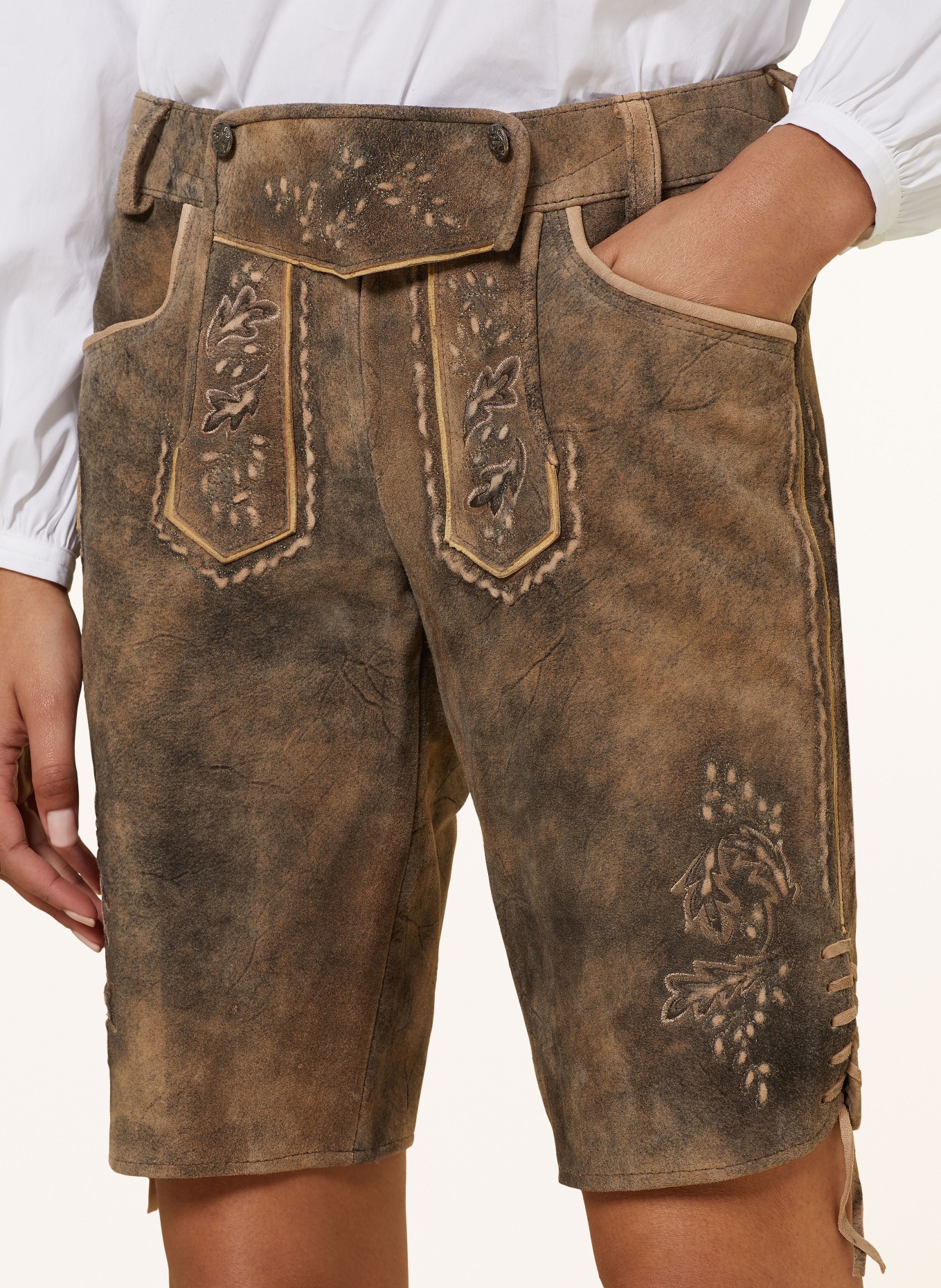 Spieth & Wensky Spodnie skórzane w stylu ludowym DEVA, Kolor: SZARONIEBIESKI/ CIEMNOBRĄZOWY (Obrazek 5)