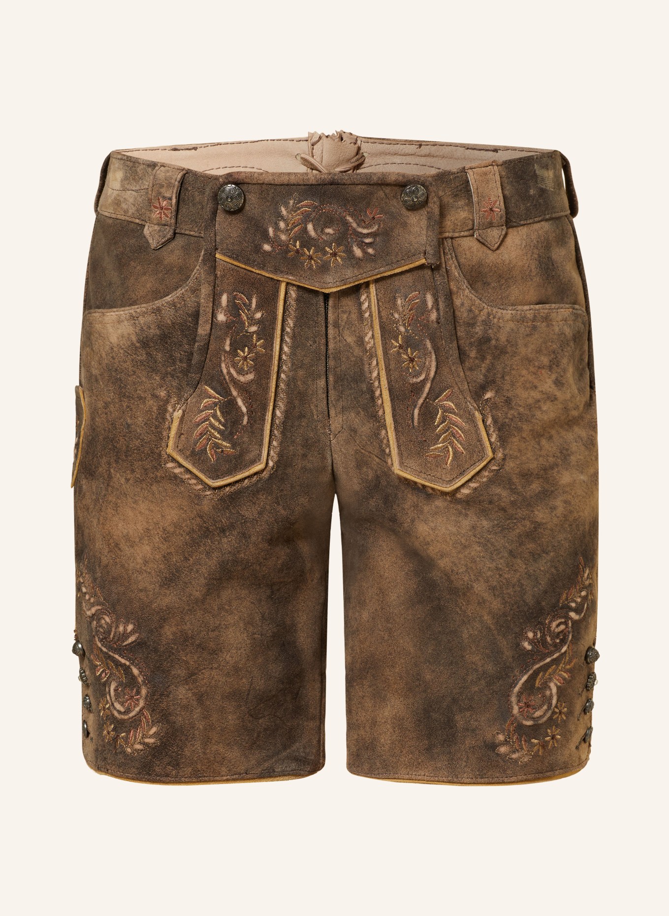 Spieth & Wensky Spodnie skórzane w stylu ludowym ALEHA, Kolor: BRĄZOWY/ SZARY (Obrazek 1)