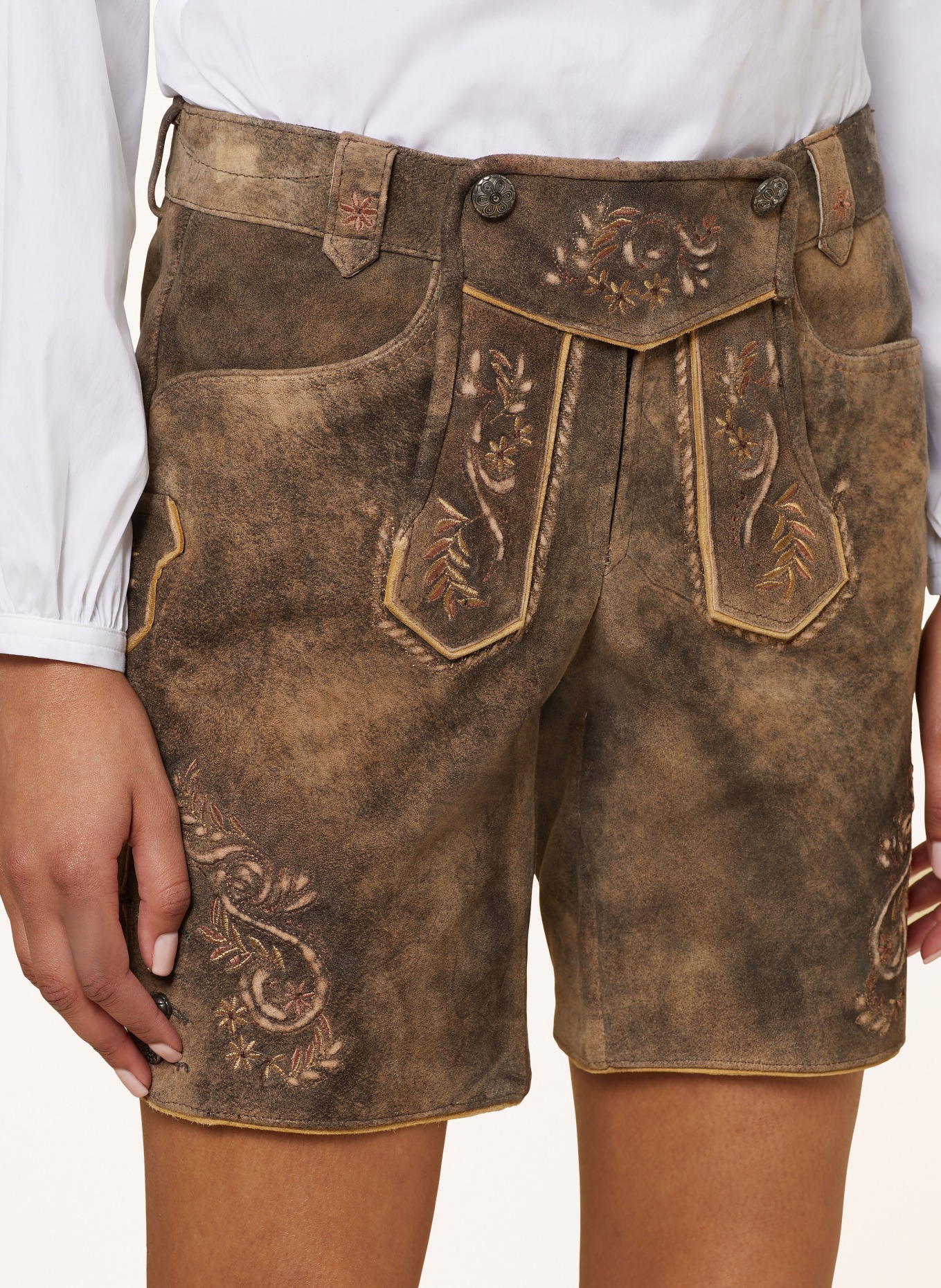 Spieth & Wensky Spodnie skórzane w stylu ludowym ALEHA, Kolor: BRĄZOWY/ SZARY (Obrazek 5)