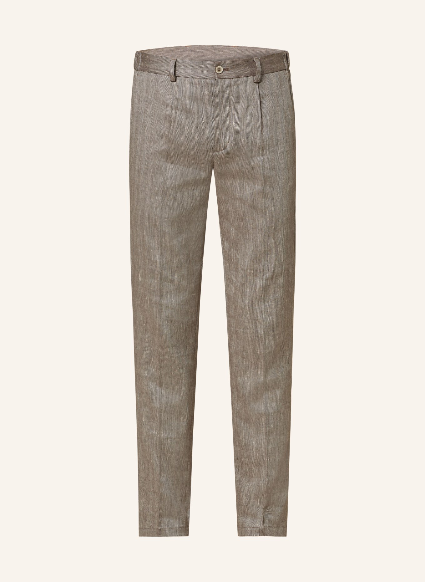 PAUL Slim fit trousers with linen, Color: BROWN (Image 1)