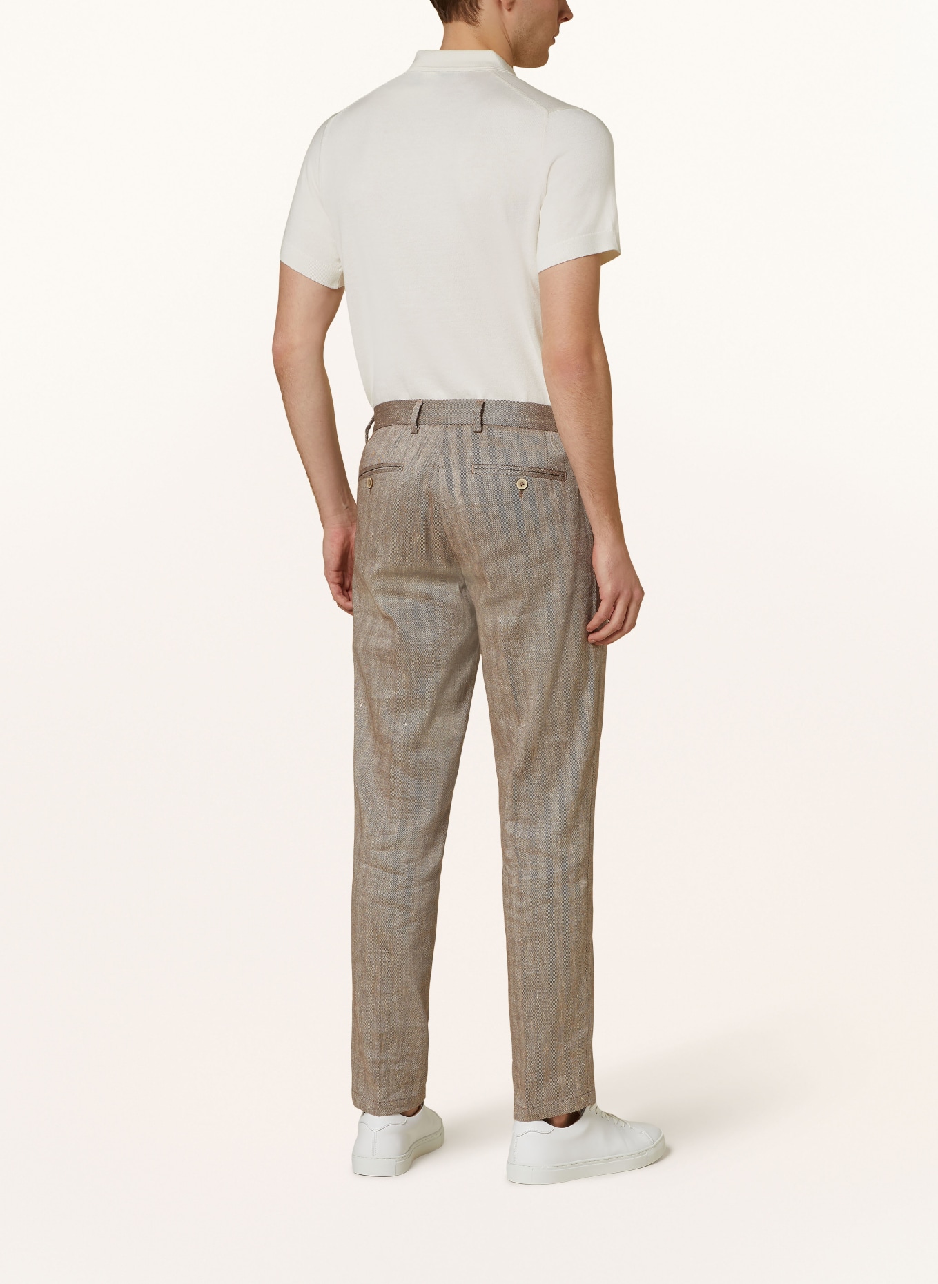 PAUL Slim fit trousers with linen, Color: BROWN (Image 4)