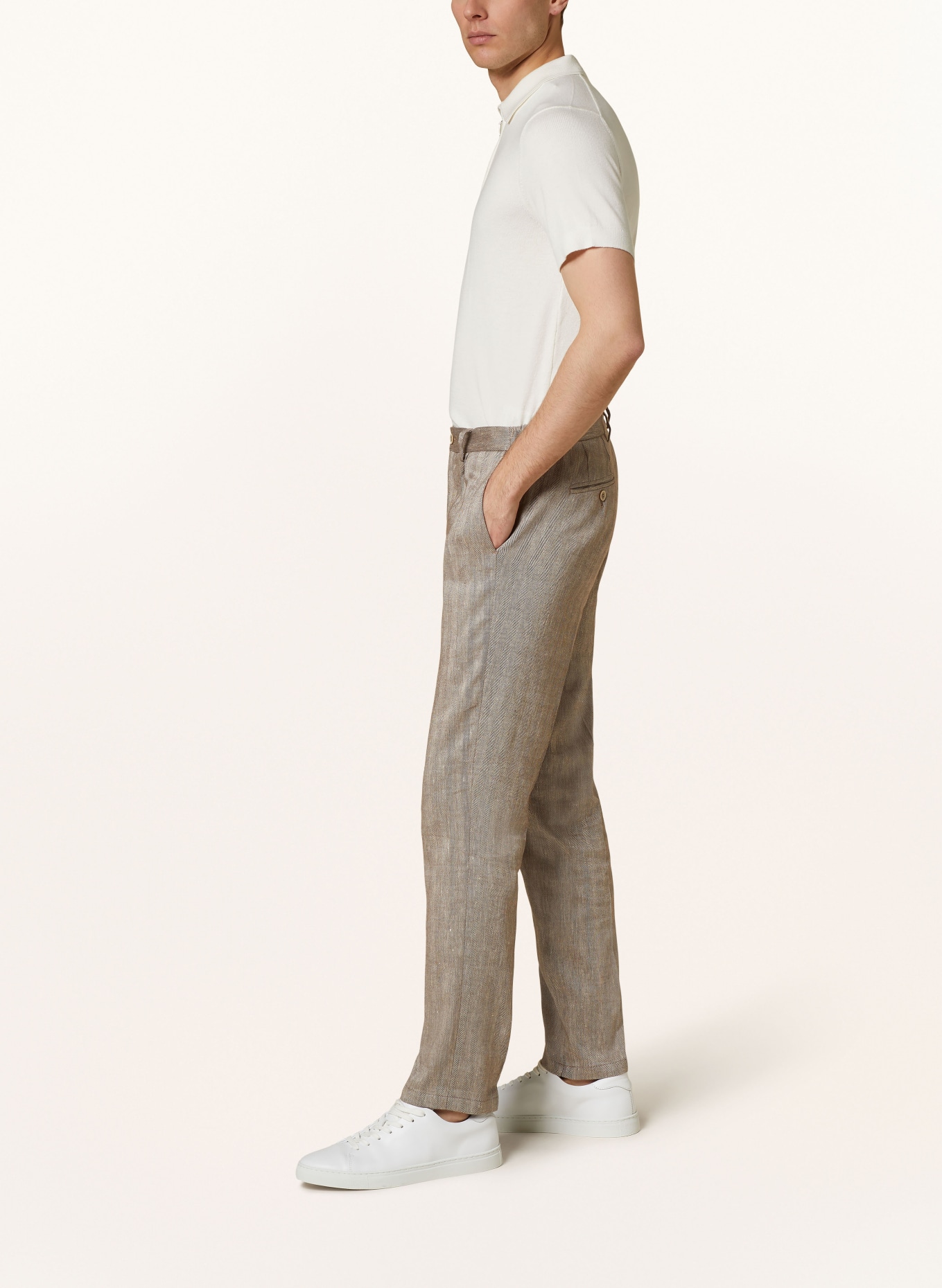 PAUL Slim fit trousers with linen, Color: BROWN (Image 5)