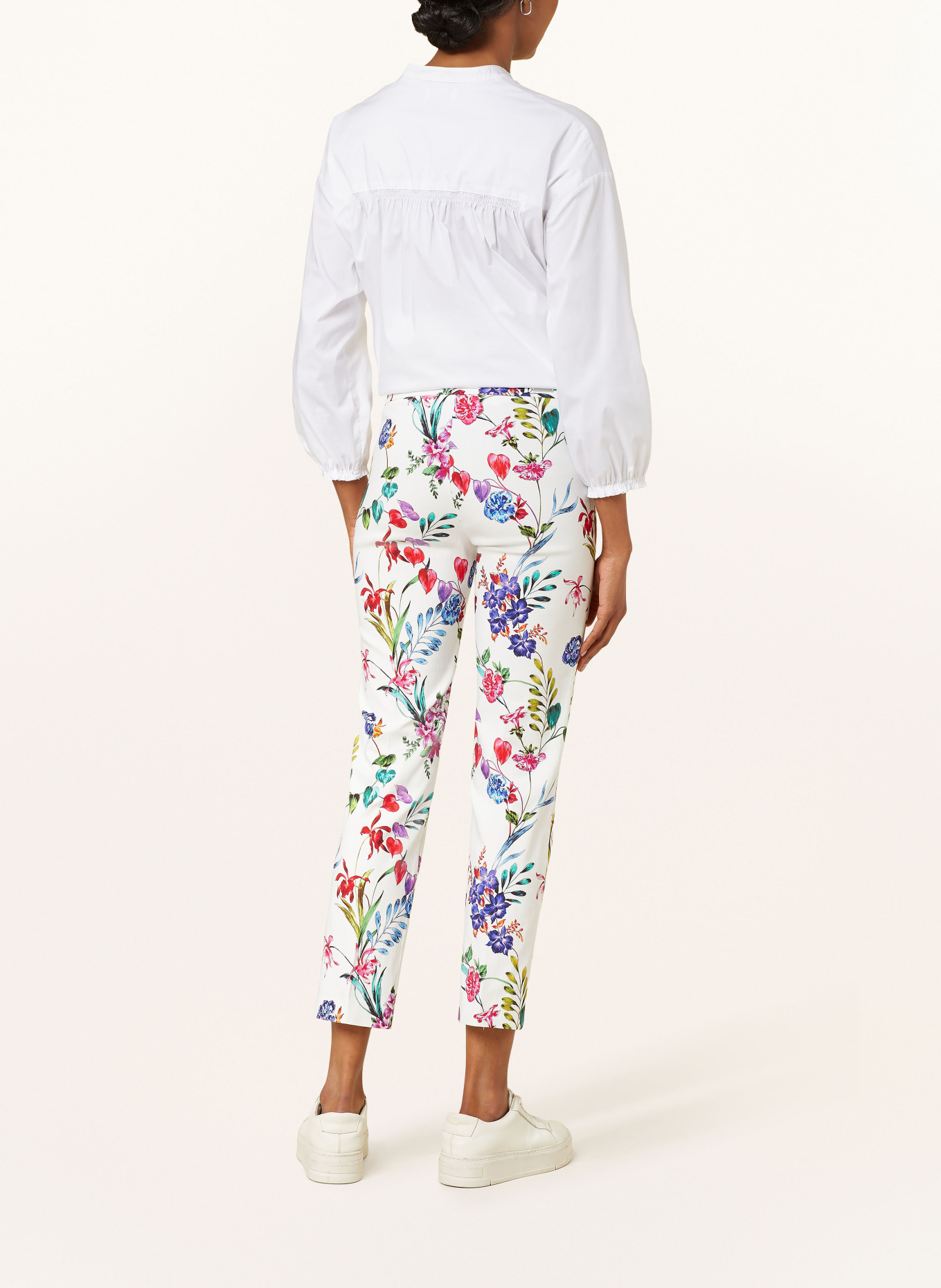 Joseph Ribkoff Trousers, Color: WHITE/ PURPLE/ GREEN (Image 3)