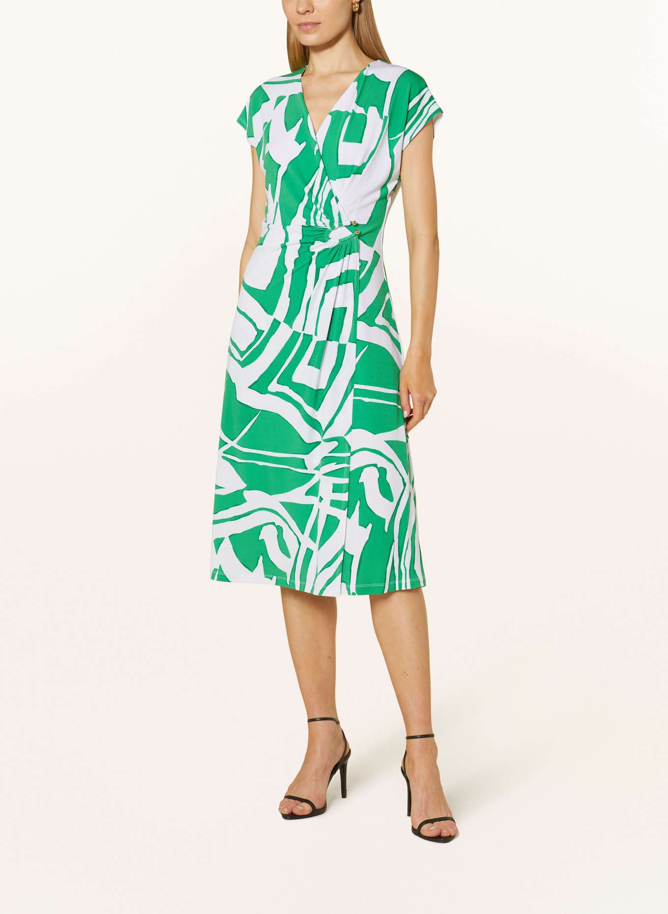 Joseph Ribkoff Dress in wrap look, Color: WHITE/ GREEN (Image 2)