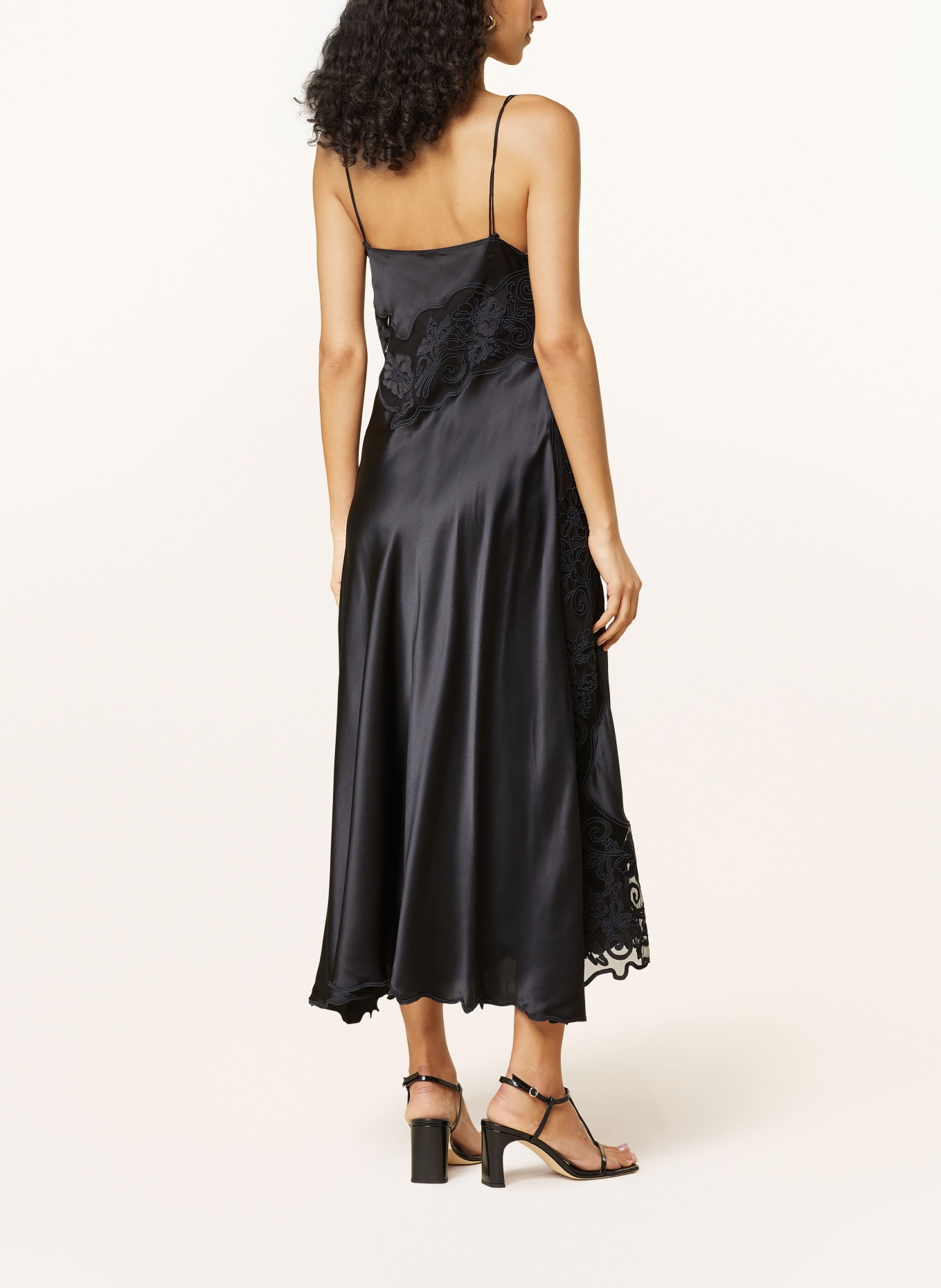 ULLA JOHNSON Satin dress LUCIENNE with lace, Color: BLACK (Image 3)