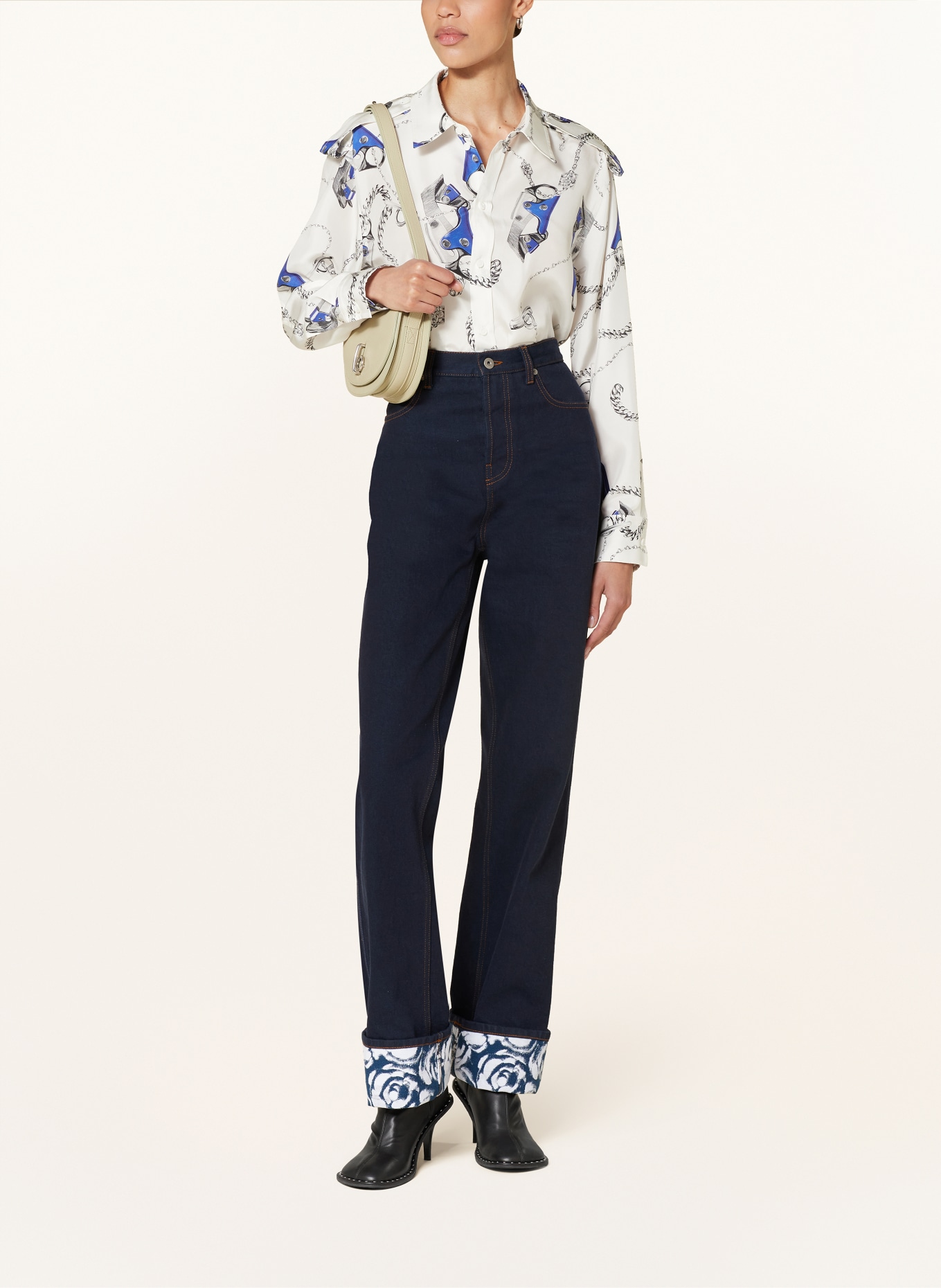 BURBERRY Shirt blouse in silk, Color: WHITE/ BLUE (Image 2)