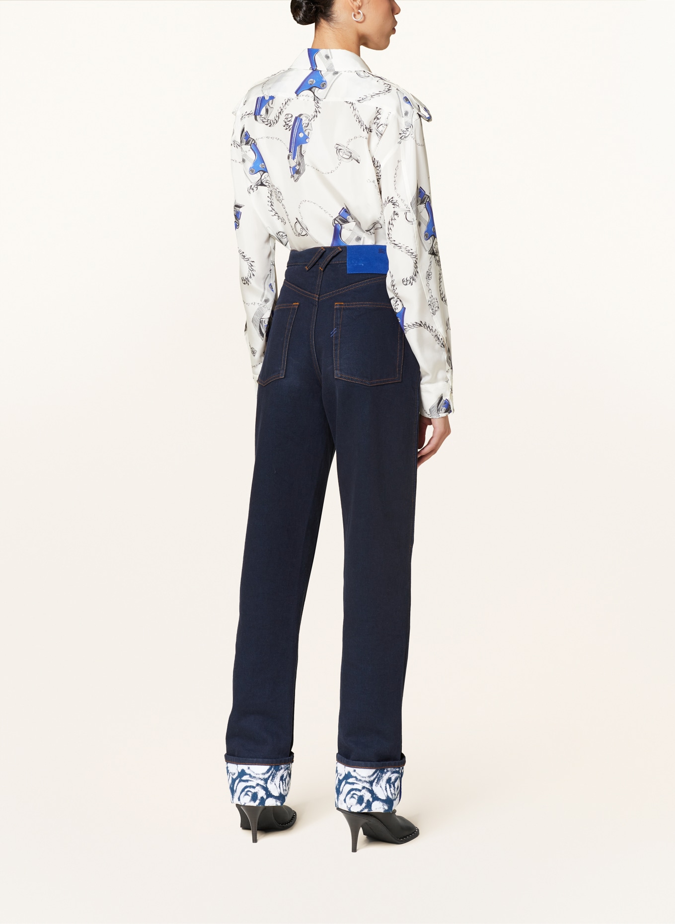 BURBERRY Shirt blouse in silk, Color: WHITE/ BLUE (Image 3)