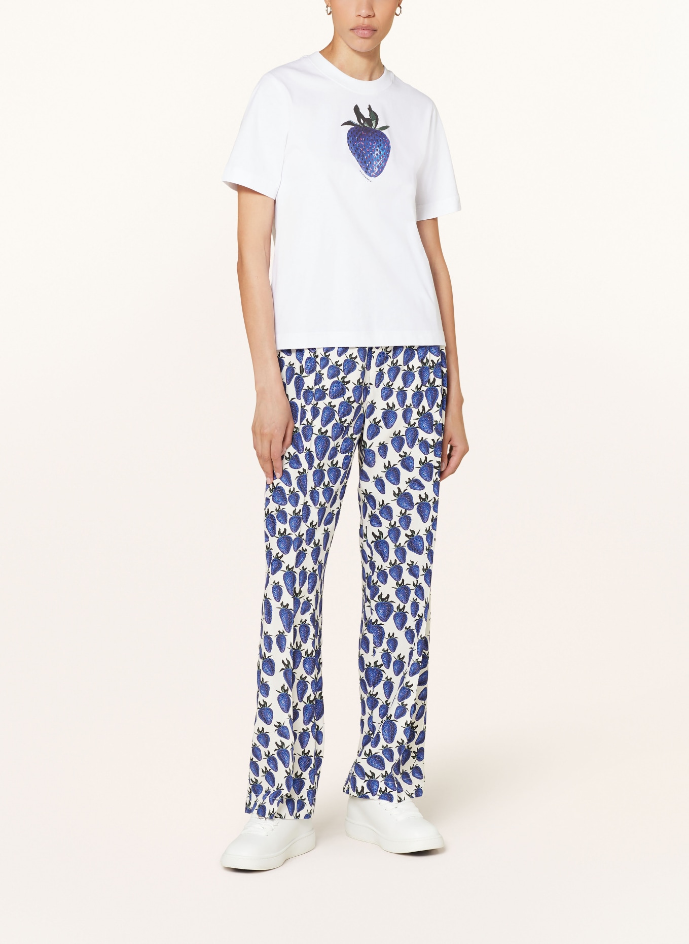 BURBERRY Wide leg trousers, Color: BLUE/ WHITE (Image 2)