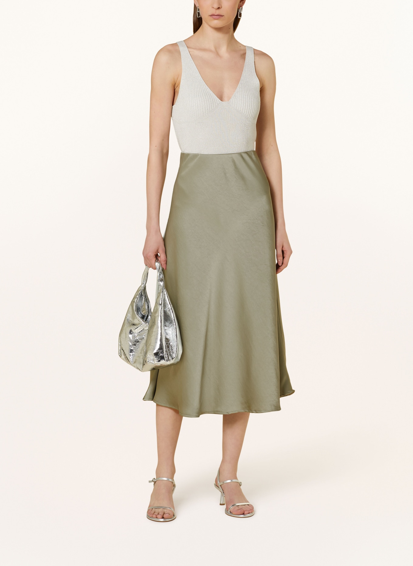 NEO NOIR Satin skirt BOVARY, Color: LIGHT GREEN (Image 2)