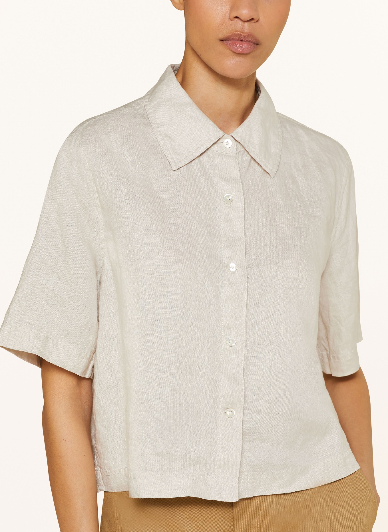CLOSED Cropped-Hemdbluse aus Leinen, Farbe: HELLBRAUN (Bild 4)