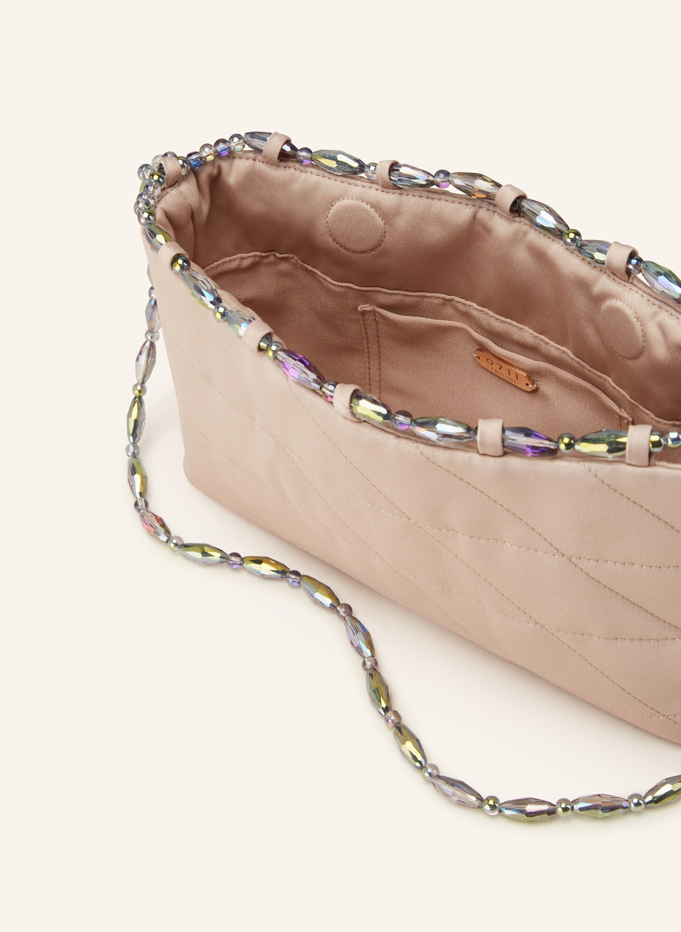 0711 TBILISI Shoulder bag NATALIE BAGUETTE with decorative beads, Color: ROSE (Image 3)