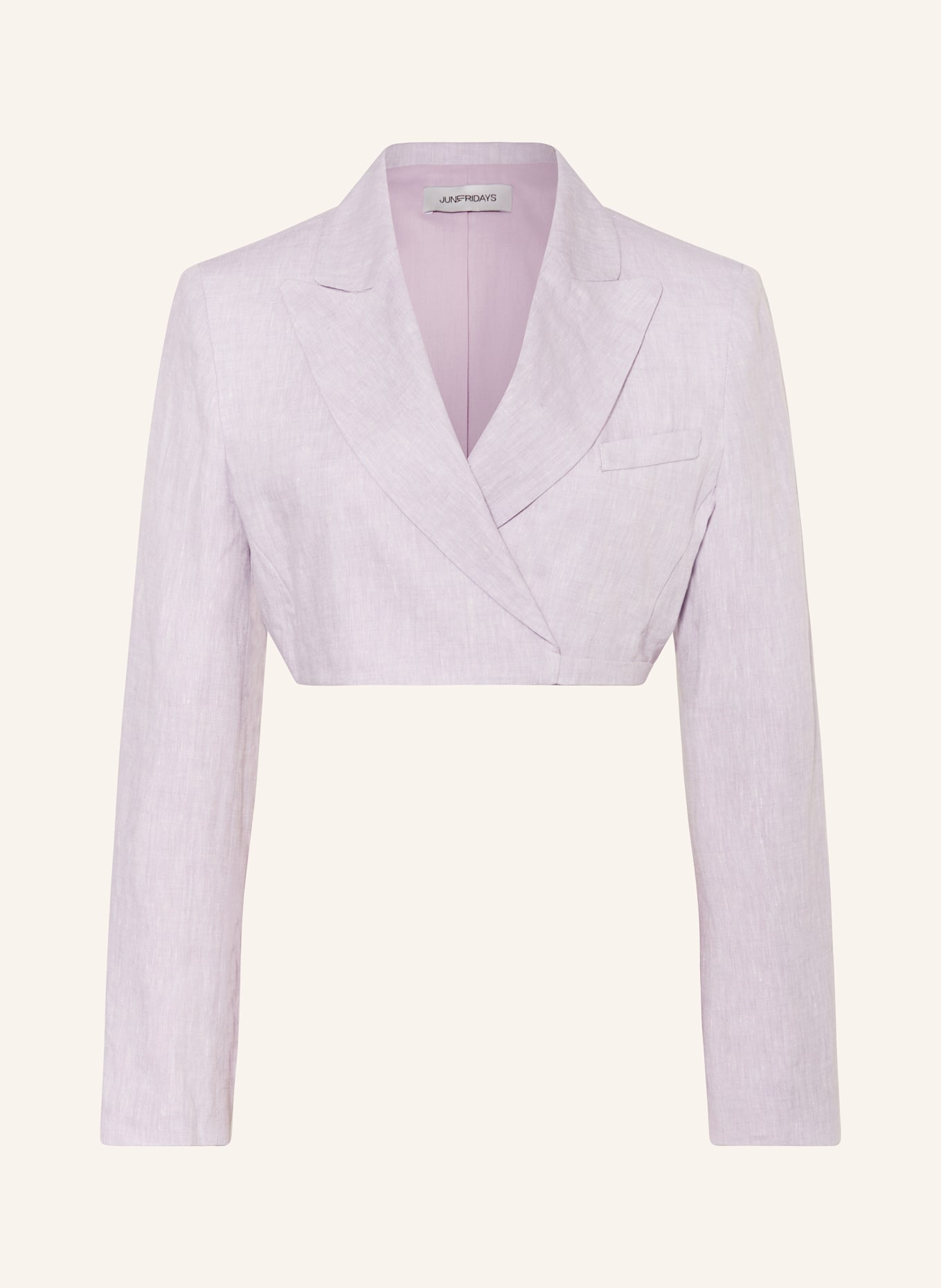 JUNE FRIDAYS Cropped linen blazer, Color: LIGHT PURPLE (Image 1)