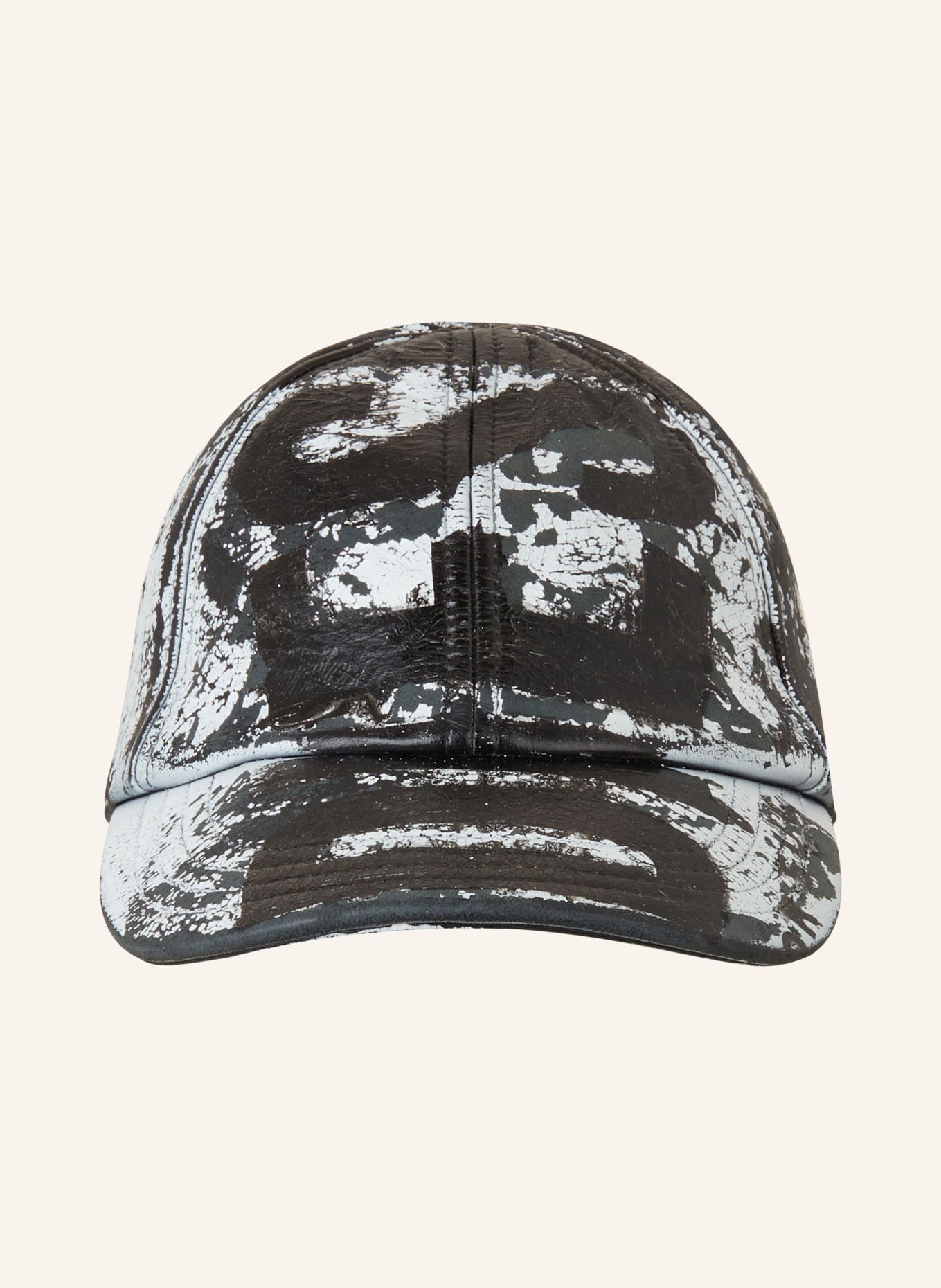 DIESEL Leather cap C-BOYD, Color: BLACK/ WHITE (Image 2)