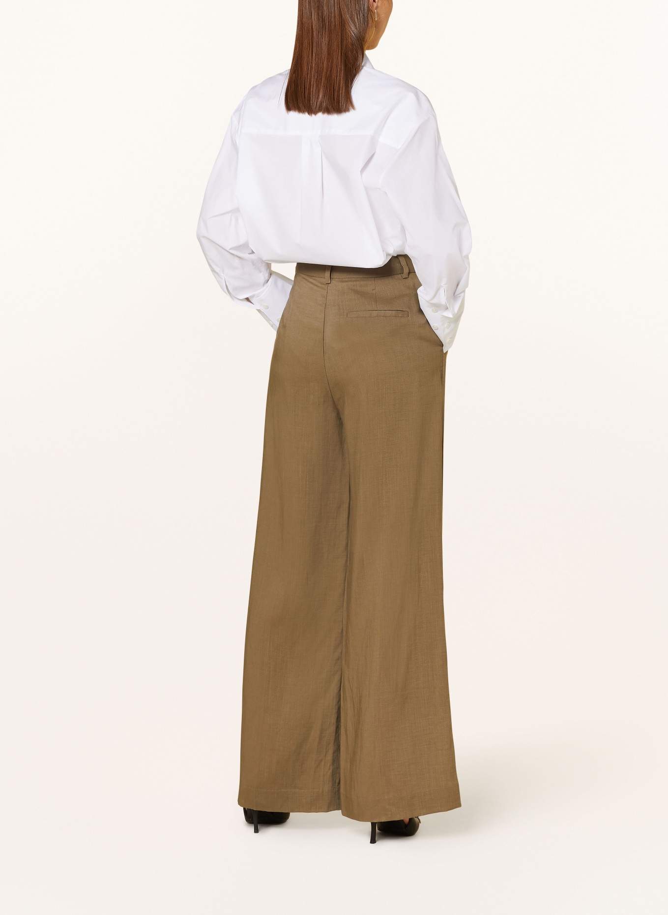 GESTUZ Wide leg trousers LIZAGZ, Color: KHAKI (Image 3)