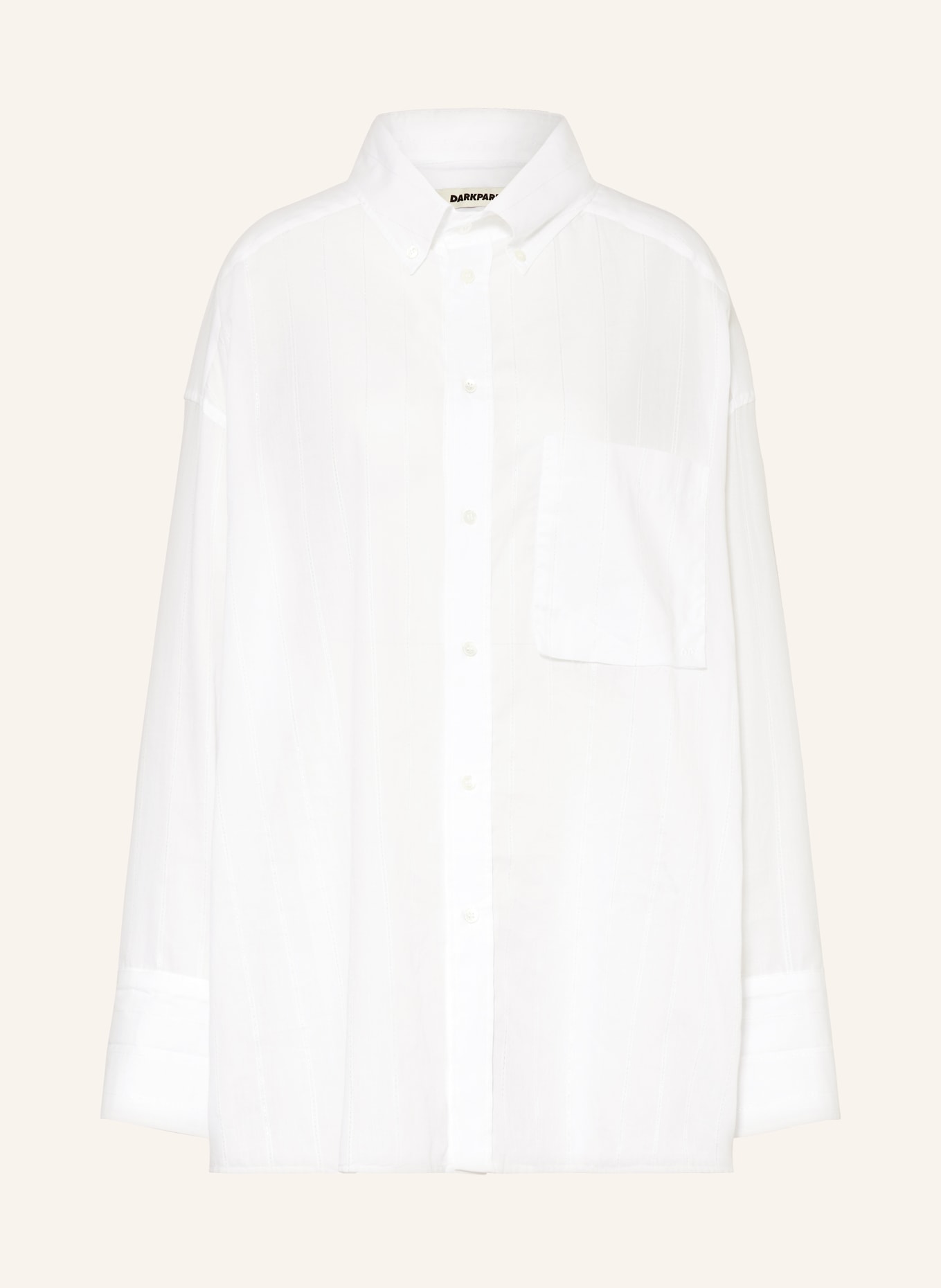 DARKPARK Oversized shirt blouse NATHALIE with glitter thread, Color: WHITE/ SILVER (Image 1)