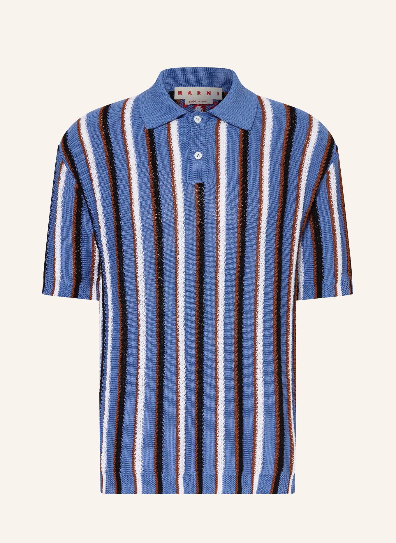 MARNI Strick-Poloshirt Comfort Fit, Farbe: HELLBLAU/ BRAUN/ WEISS (Bild 1)
