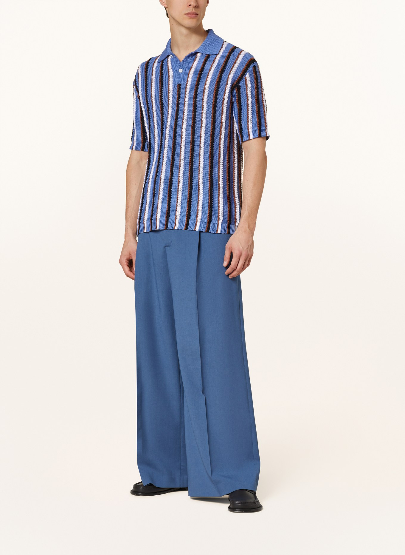 MARNI Strick-Poloshirt Comfort Fit, Farbe: HELLBLAU/ BRAUN/ WEISS (Bild 2)