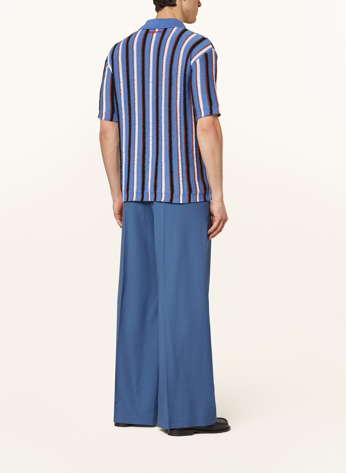 MARNI Strick-Poloshirt Comfort Fit, Farbe: HELLBLAU/ BRAUN/ WEISS (Bild 3)