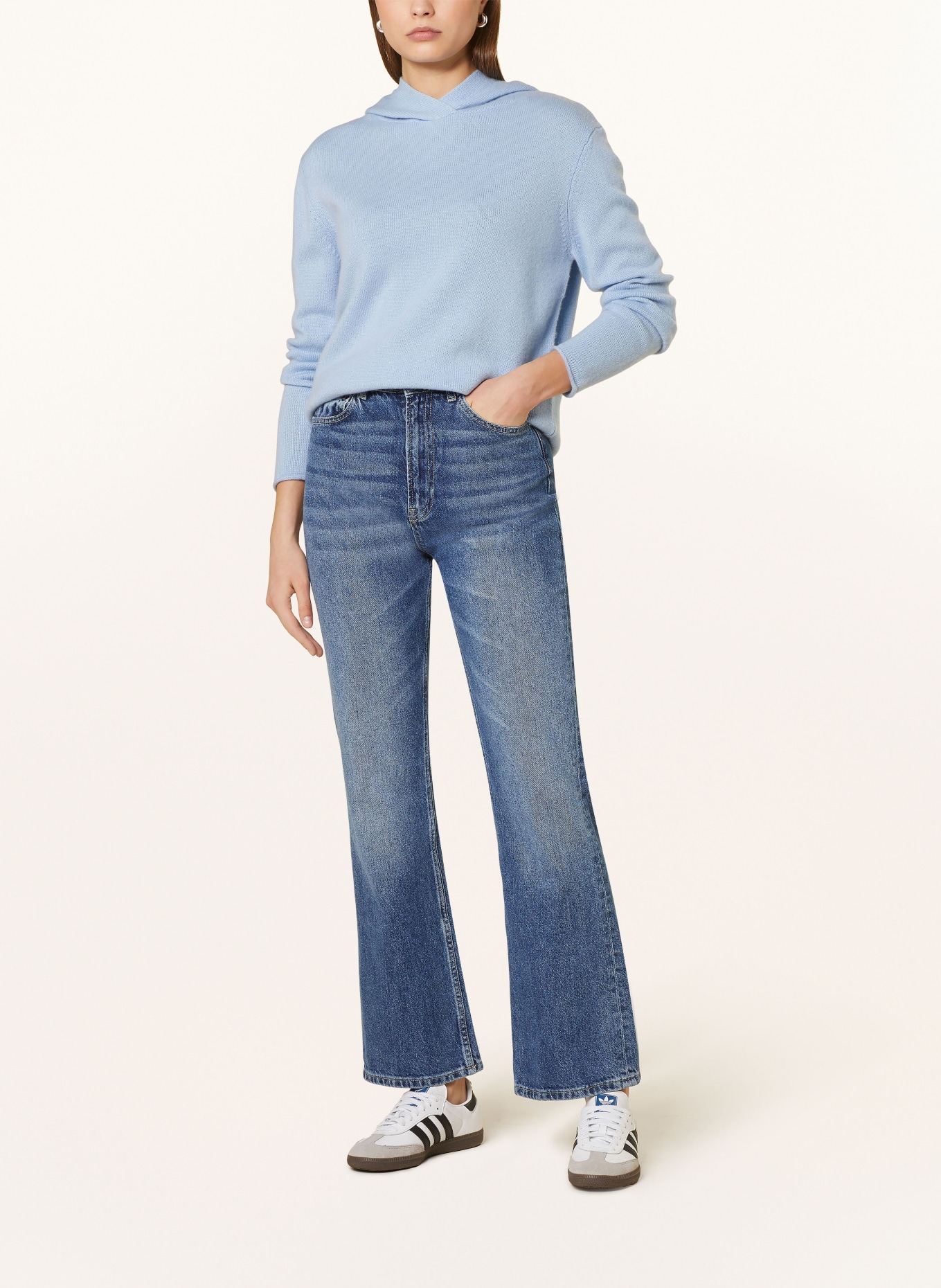 darling harbour Strick-Hoodie mit Cashmere: HELLBLAU