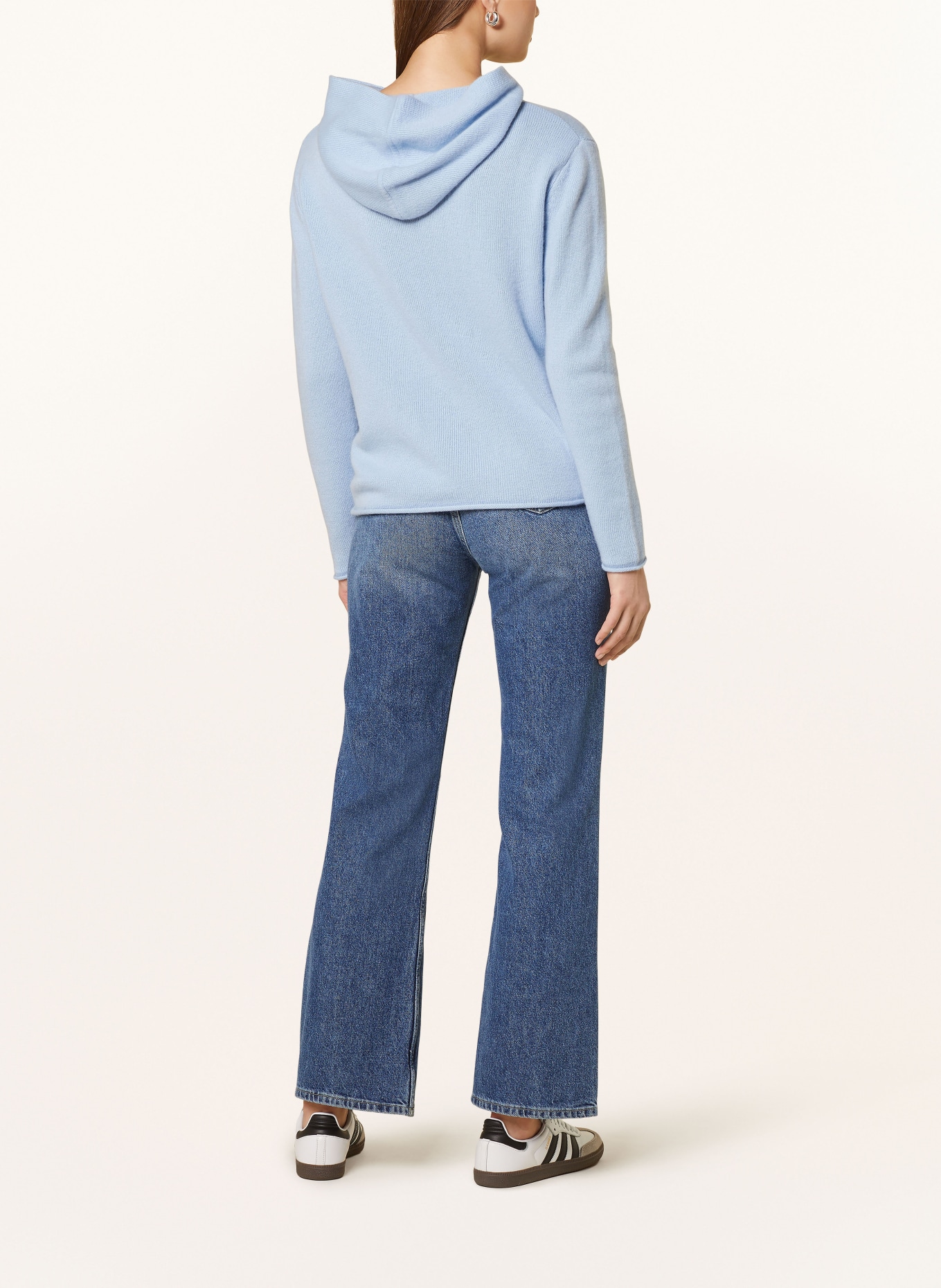 darling harbour Strick-Hoodie mit Cashmere: HELLBLAU