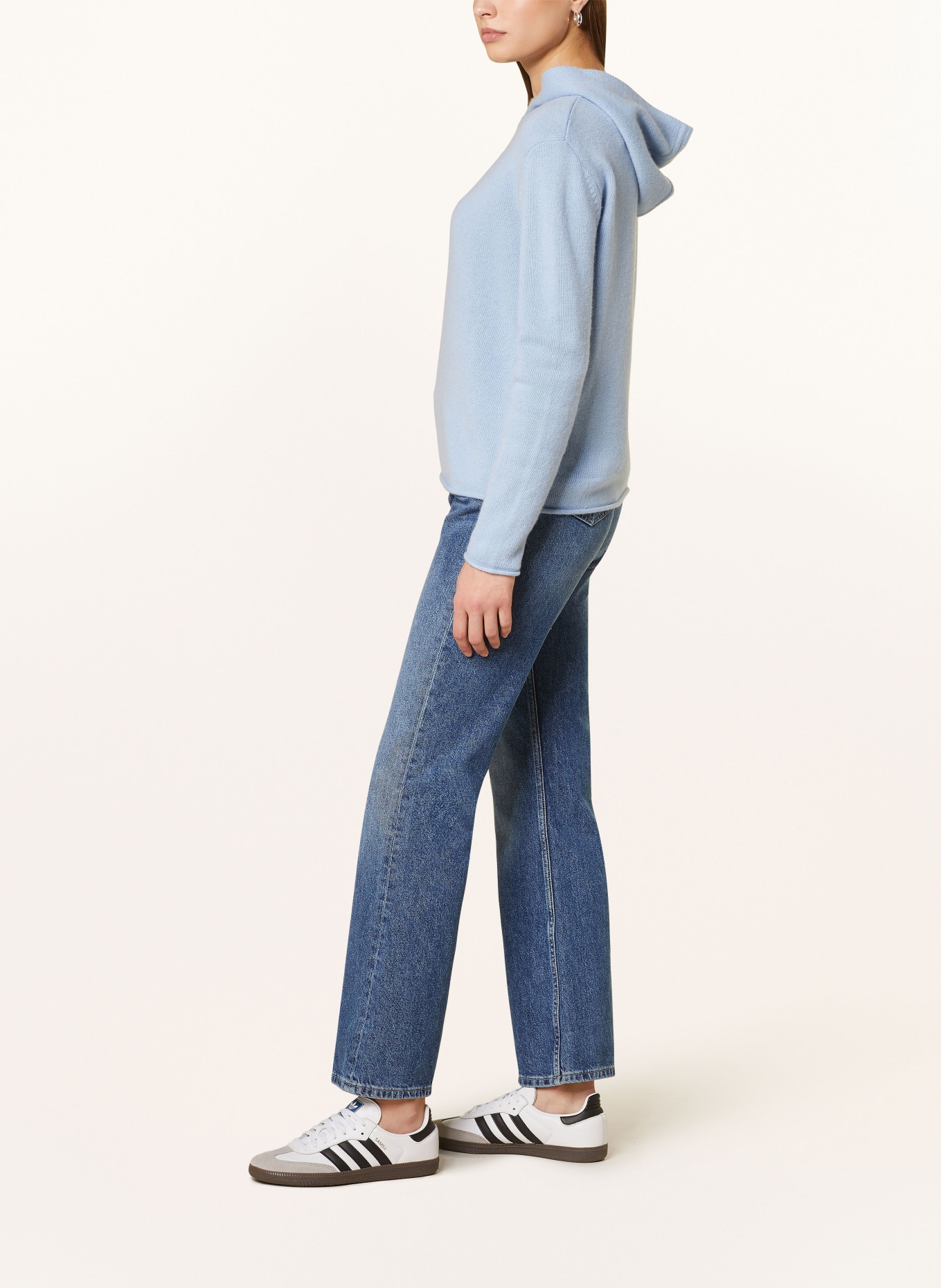 darling harbour Strick-Hoodie mit Cashmere: HELLBLAU