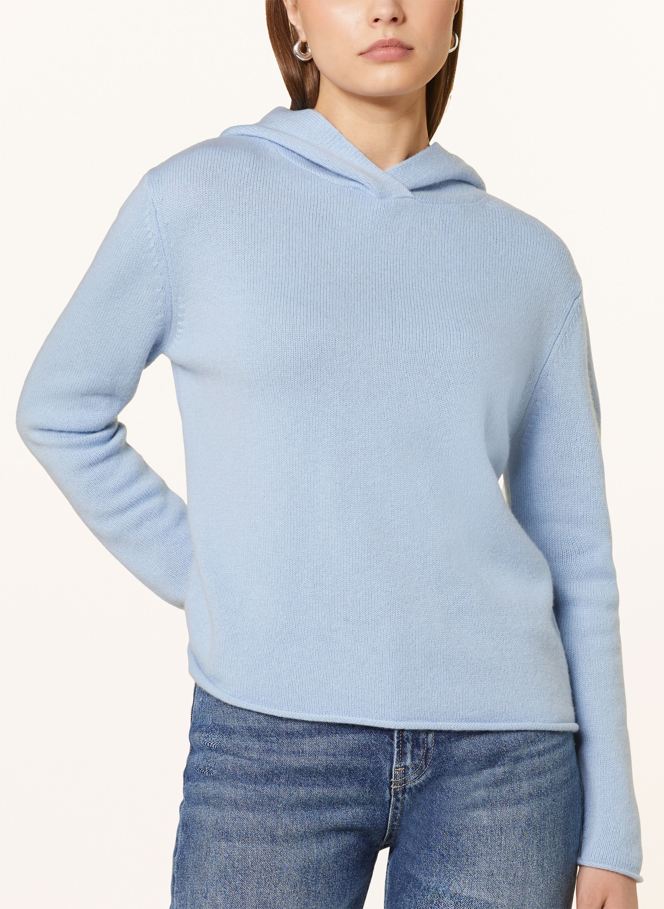 darling harbour Strick-Hoodie mit Cashmere: HELLBLAU