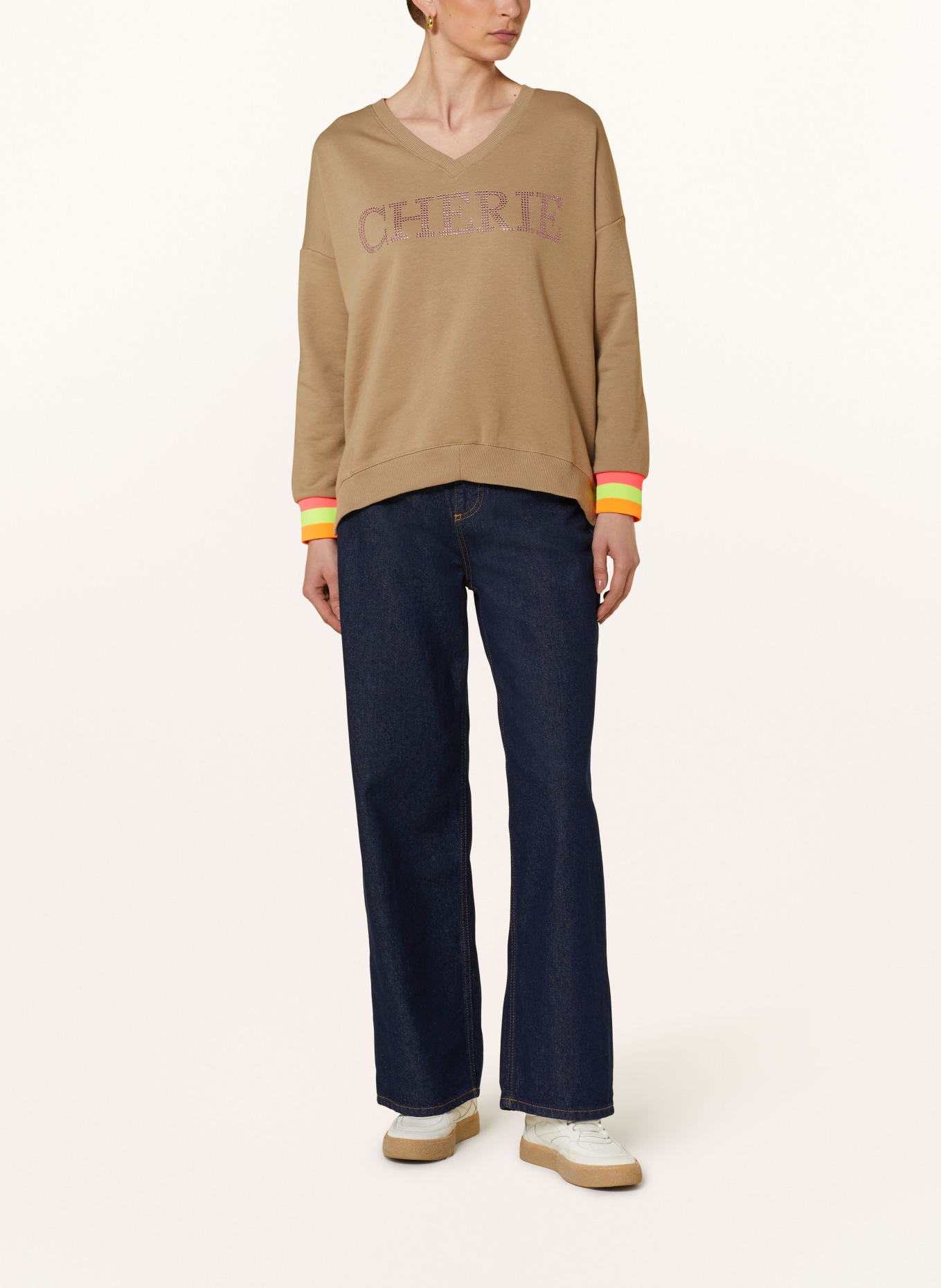 miss goodlife Sweatshirt with decorative gems, Color: BEIGE/ ROSE (Image 2)