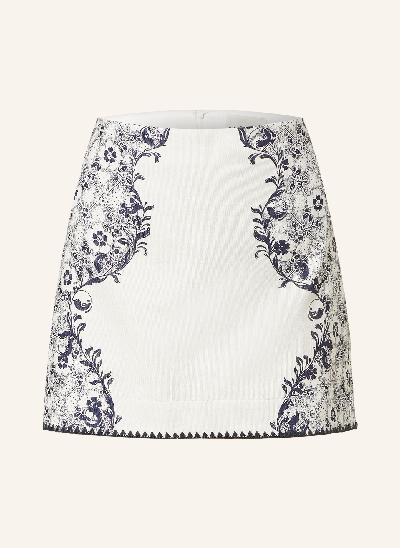 ALÉMAIS Skirt AIRLIE with linen, Color: CREAM/ DARK BLUE (Image 1)