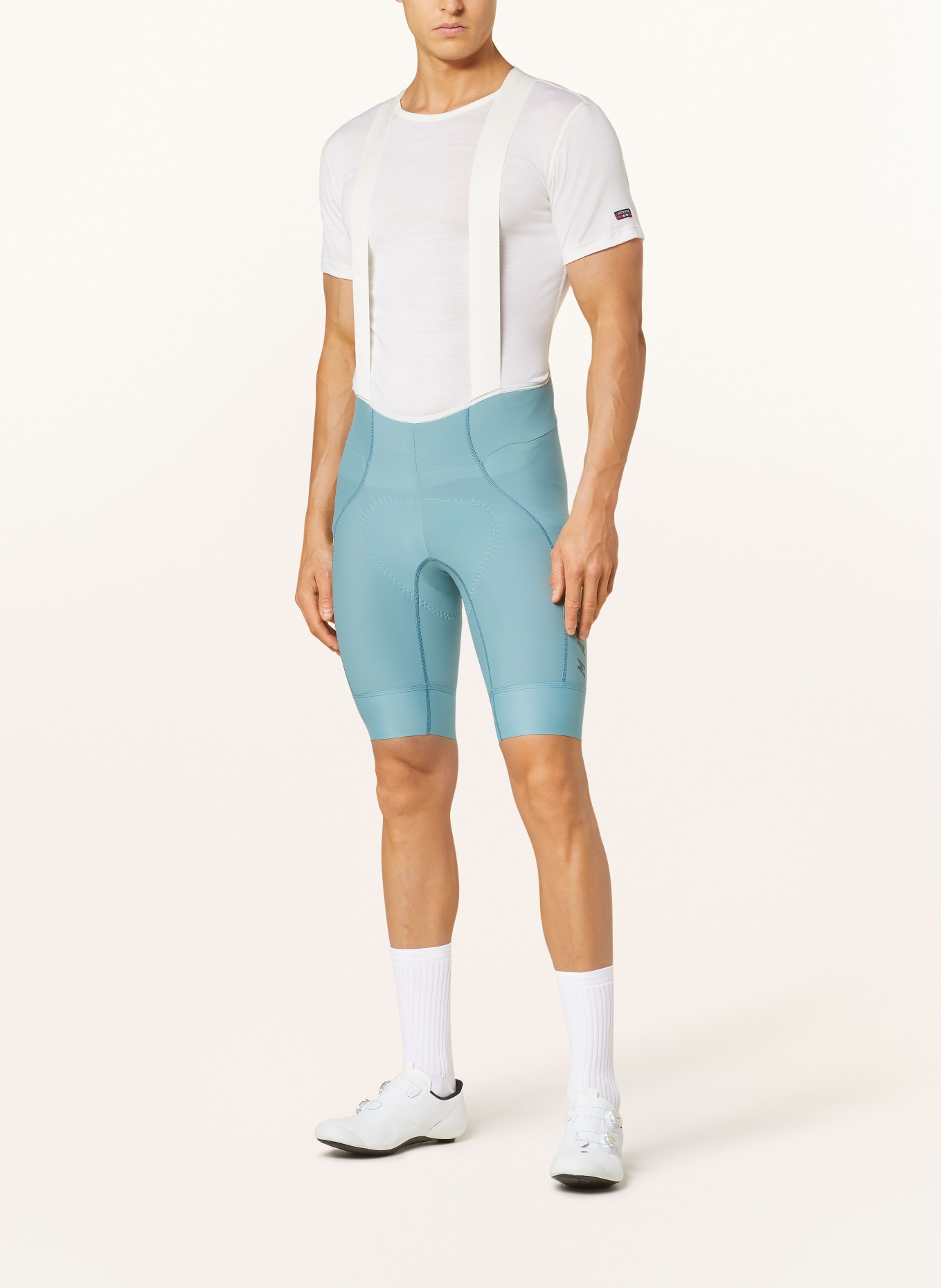 MAAP Cycling shorts TEAM BIB EVO with straps and padded insert in light blue