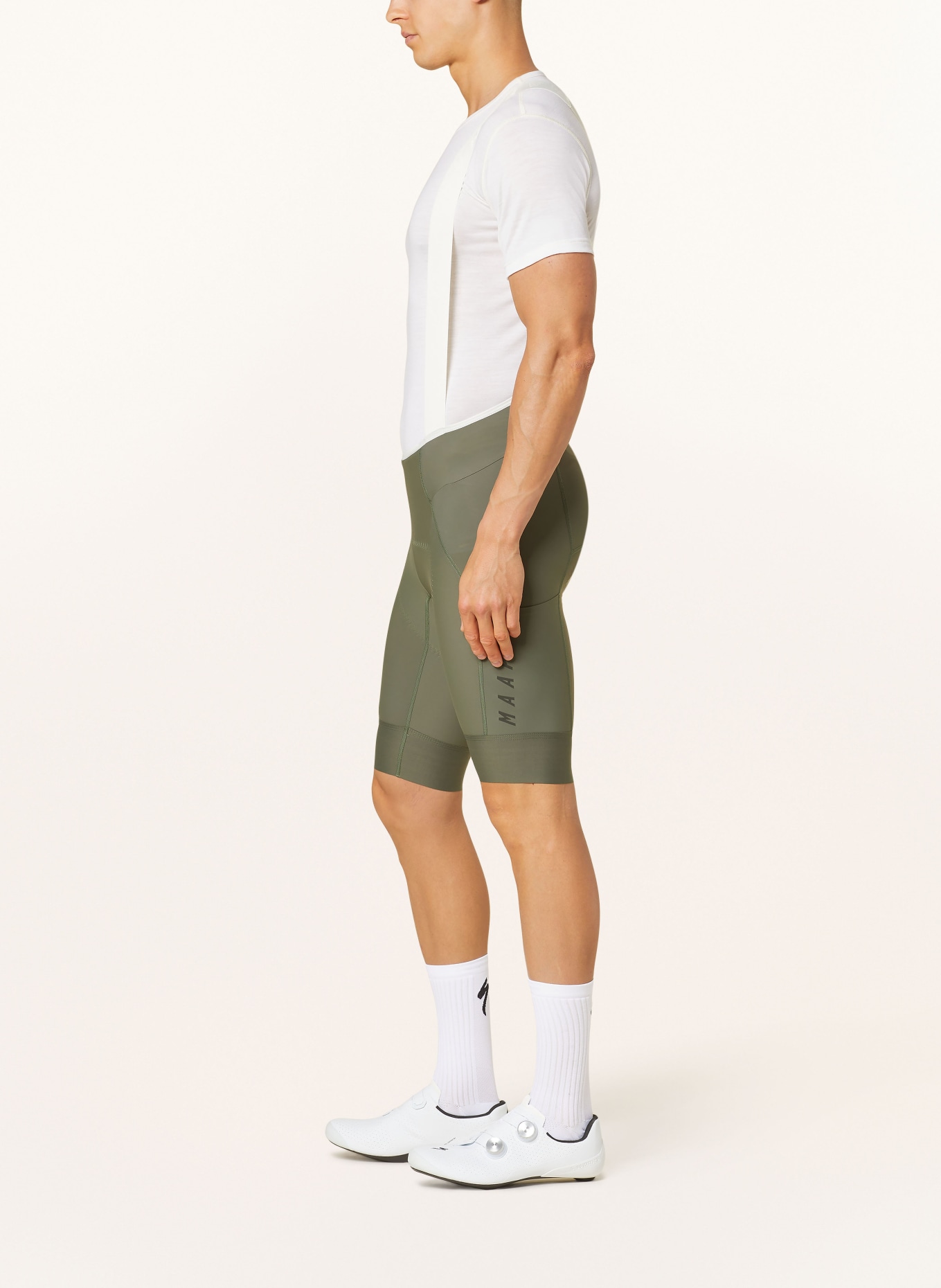 MAAP Cycling shorts TEAM BIB EVO with straps and padded insert, Color: KHAKI/ WHITE (Image 4)