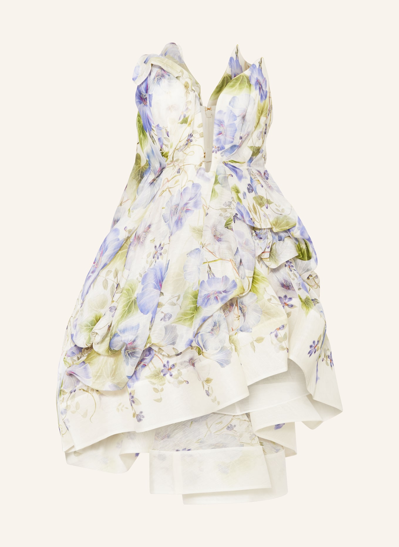 ZIMMERMANN Cocktail dress NATURA with linen and silk, Color: CREAM/ BLUE/ LIGHT GREEN (Image 1)