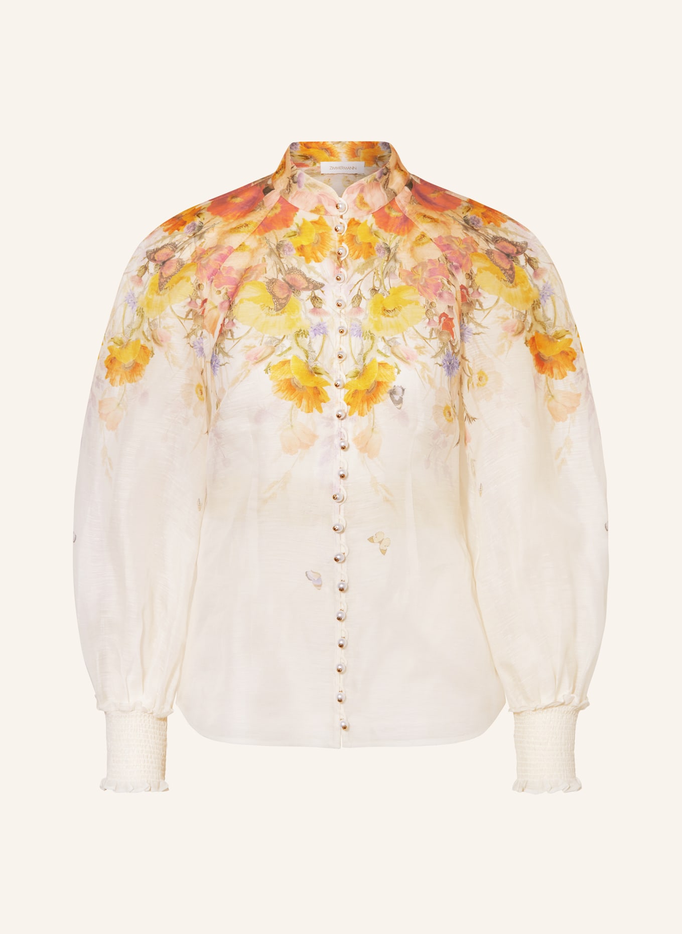 ZIMMERMANN Bluse TRANQUILLITY mit Leinen und Seide, Farbe: ROT/ DUNKELGELB/ GRÜN (Bild 1)